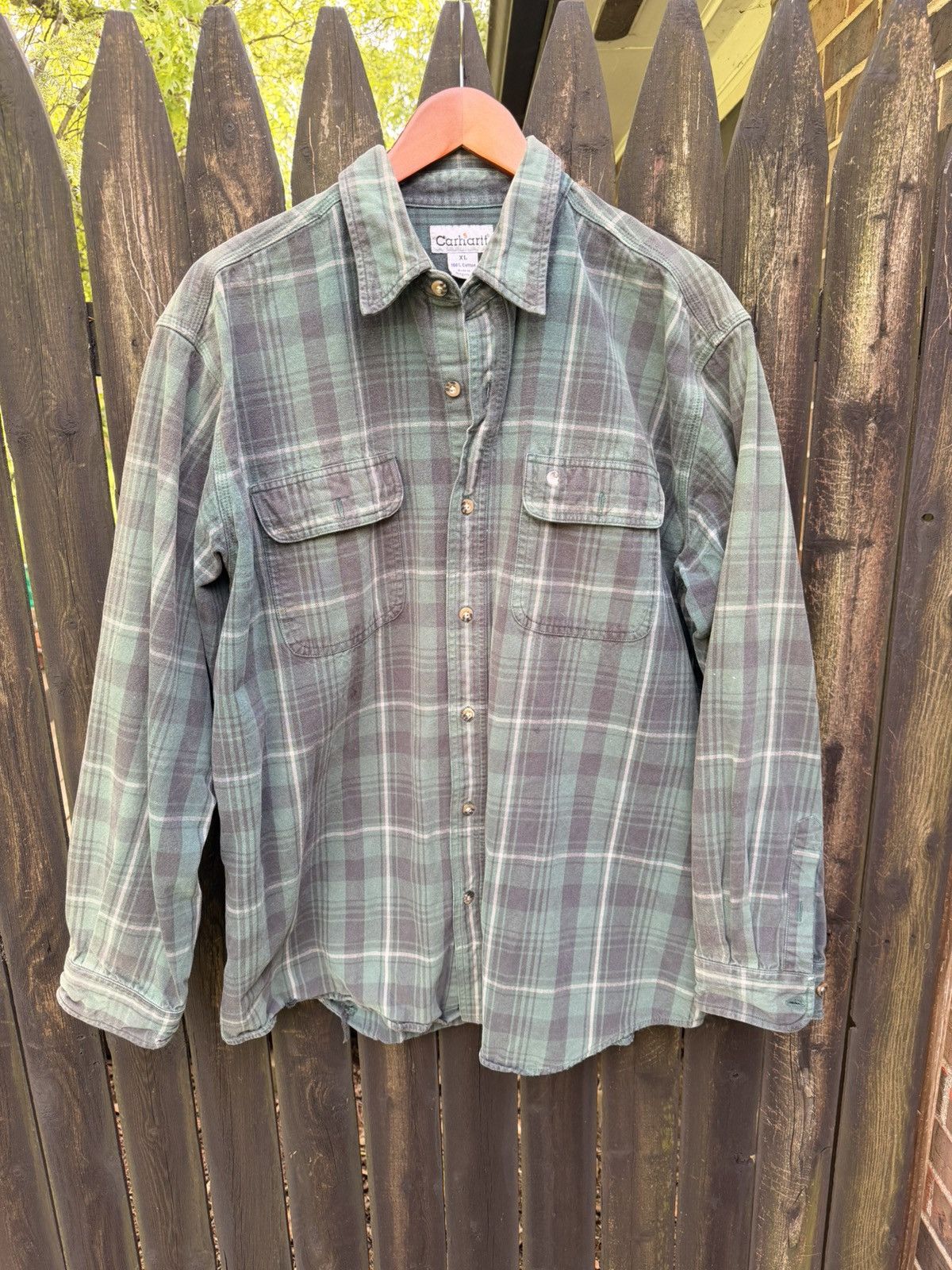 Vintage Carhartt Button Up Flannel Shirt Size XL Size US XL / EU 56 / 4 - 1 Thumbnail