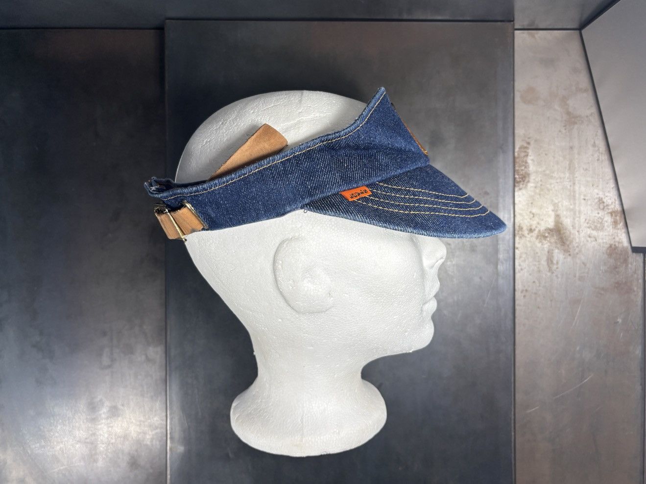 Levi's 1970s Levi's Orange Tab Hat 70s Vintage Dark Denim Visor Cap Size ONE SIZE - 21 Thumbnail