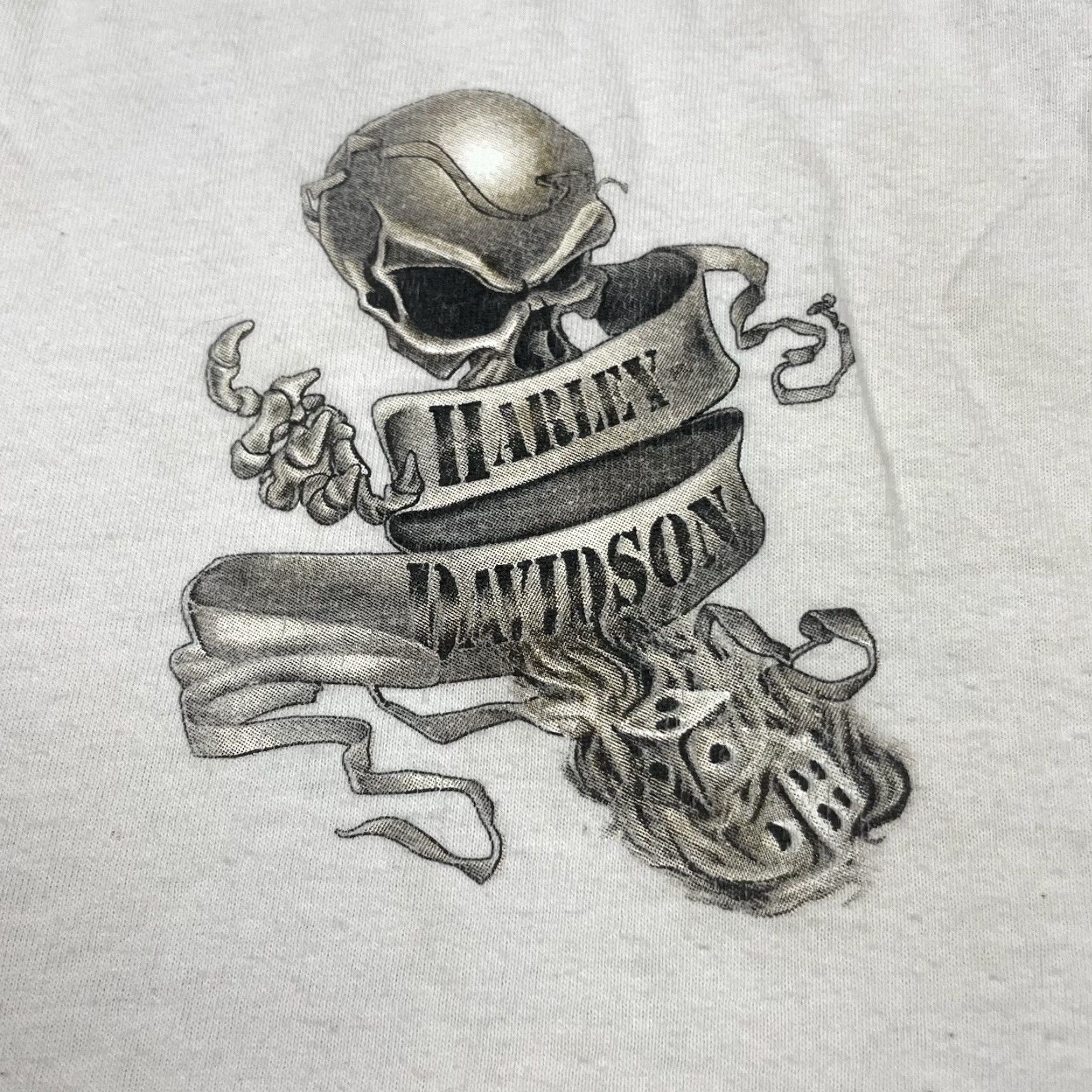 Harley Davidson VINTAGE Harley-Davidson T Shirt Adult XL White Rocky Point Biker Sleeveless Skull Dice Crew Neck Logo Graphic Print Men Size US XL / EU 56 / 4 - 6 Thumbnail