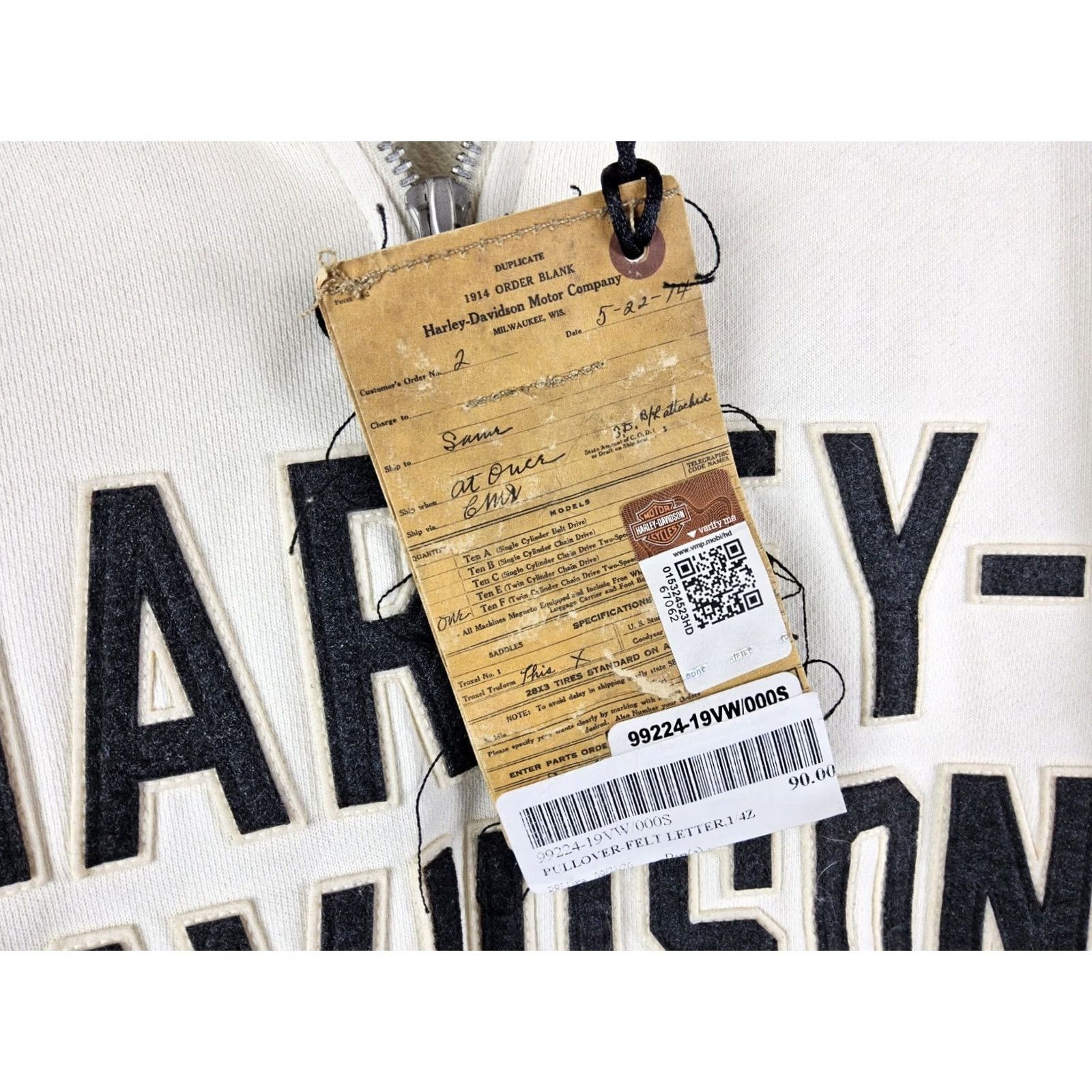 Harley Davidson Harley-Davidson Women's Sweatshirt 1/4 Zip Pullover Size S Ivory Felt Letter 100% Cotton Activewear Vintage: No Size S / US 4 / IT 40 - 6 Thumbnail