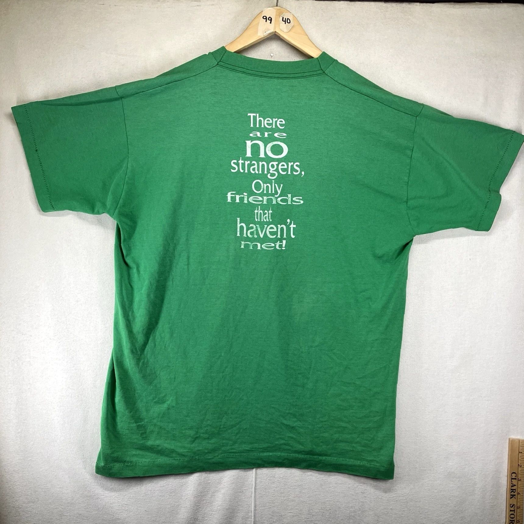 Fruit Of The Loom VINTAGE Fruit of the Loom 80s T-Shirt Green Short Sleeve Crew Neck L Men 80s Grunge Hipster Double-Sided Graphic Print Logo Limited Edition Size US L / EU 52-54 / 3 - 2 Thumbnail
