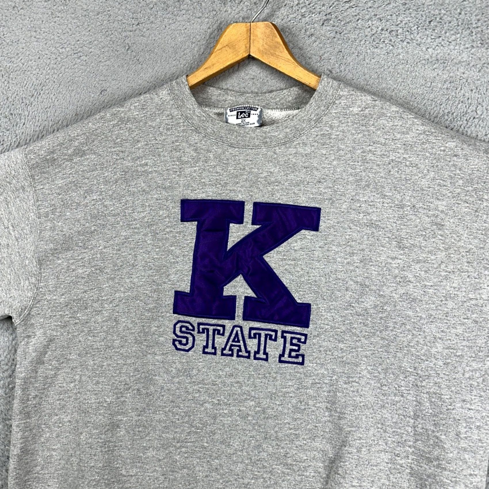 Lee VINTAGE Kansas State Wildcats Mens Crewneck Sweatshirt 2X Big Grey USA Made Lee Sweatshirt Size US XXL / EU 58 / 5 - 2 Thumbnail