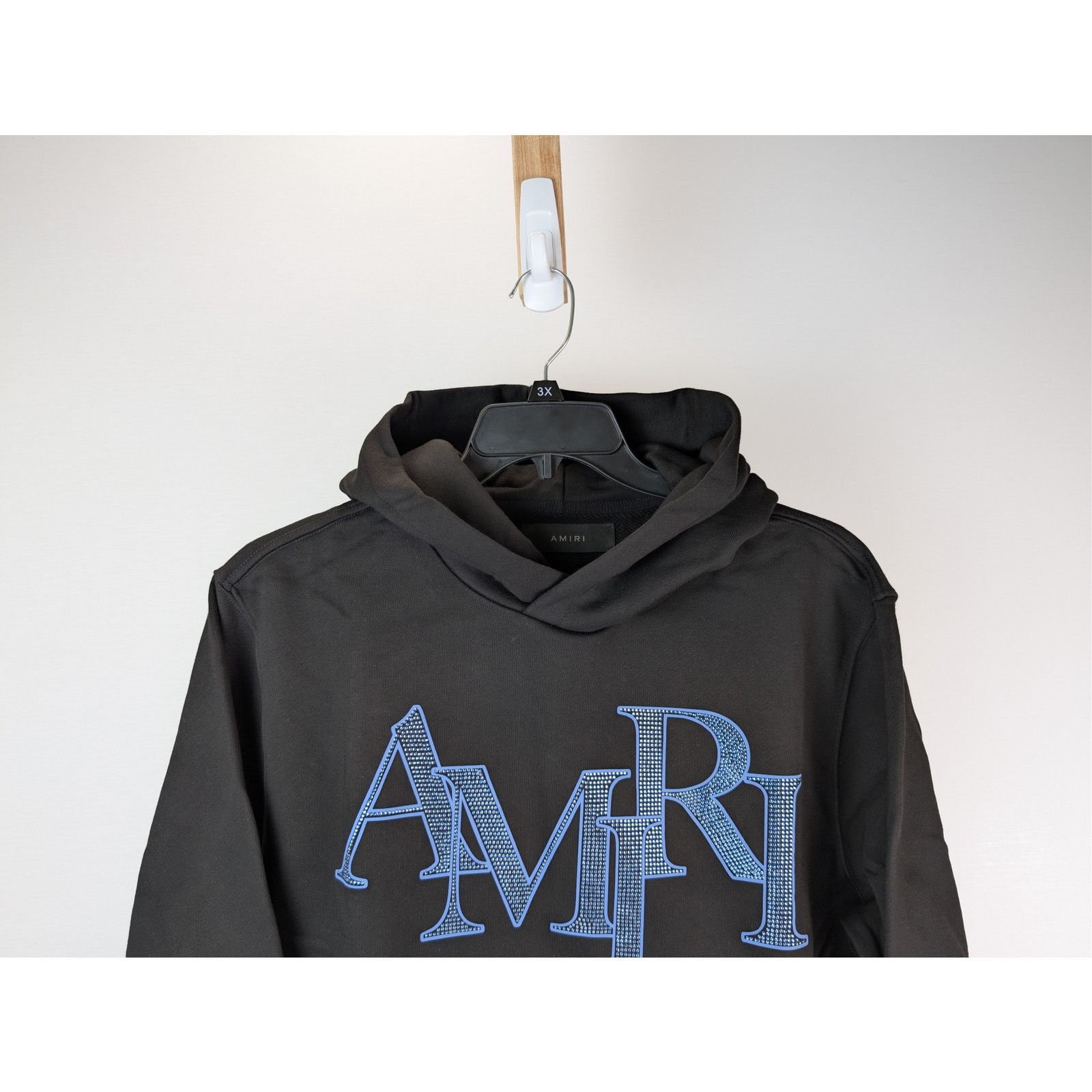 Amiri o1rshd1 Crystal Amiri Staggered Hoodie in Black/Blue Large Size US L / EU 52-54 / 3 - 3 Thumbnail
