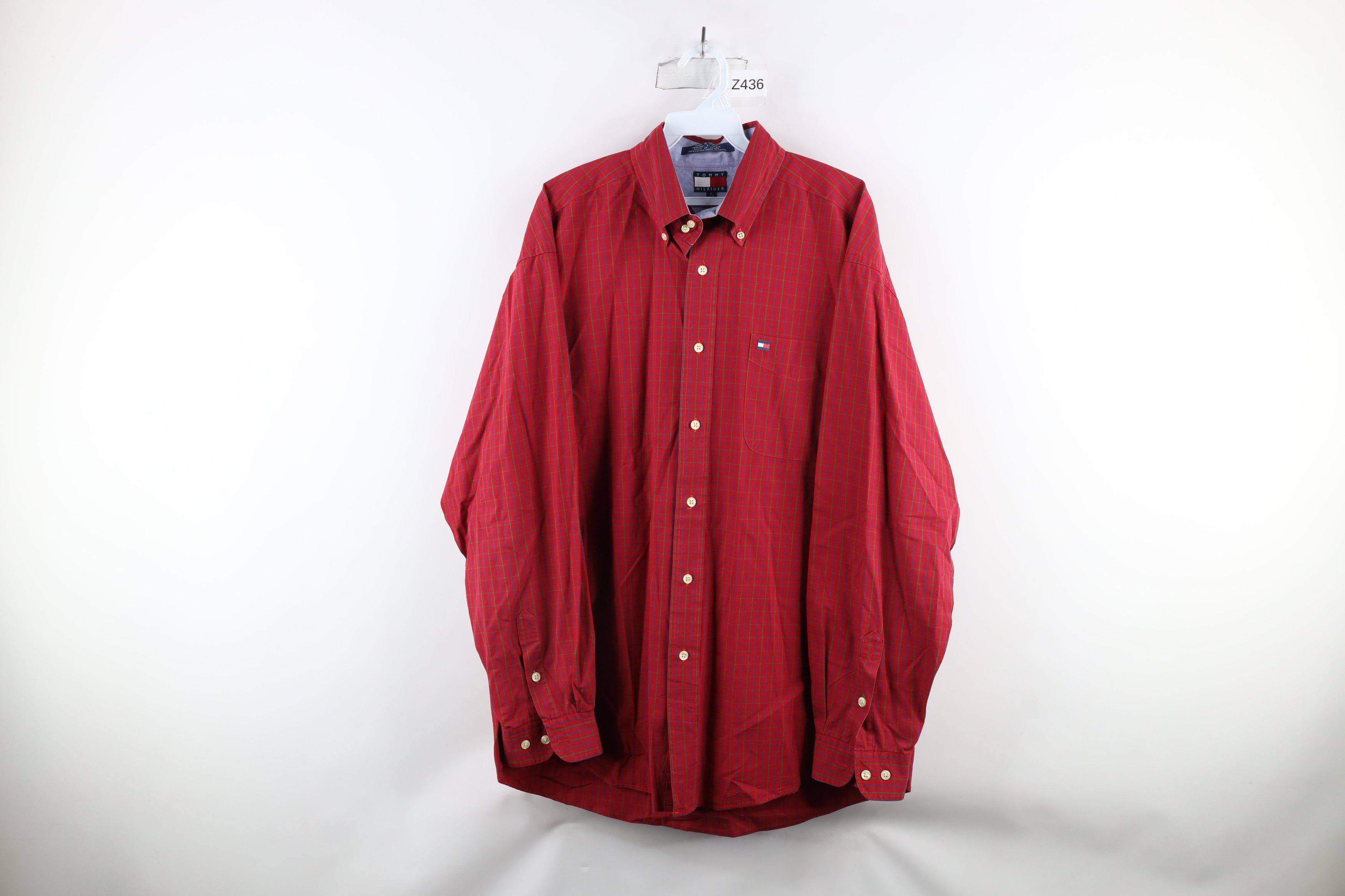 Tommy Hilfiger × Vintage Vintage 90s Tommy Hilfiger Collared Button Down Shirt Plaid Size US L / EU 52-54 / 3 - 1 Thumbnail