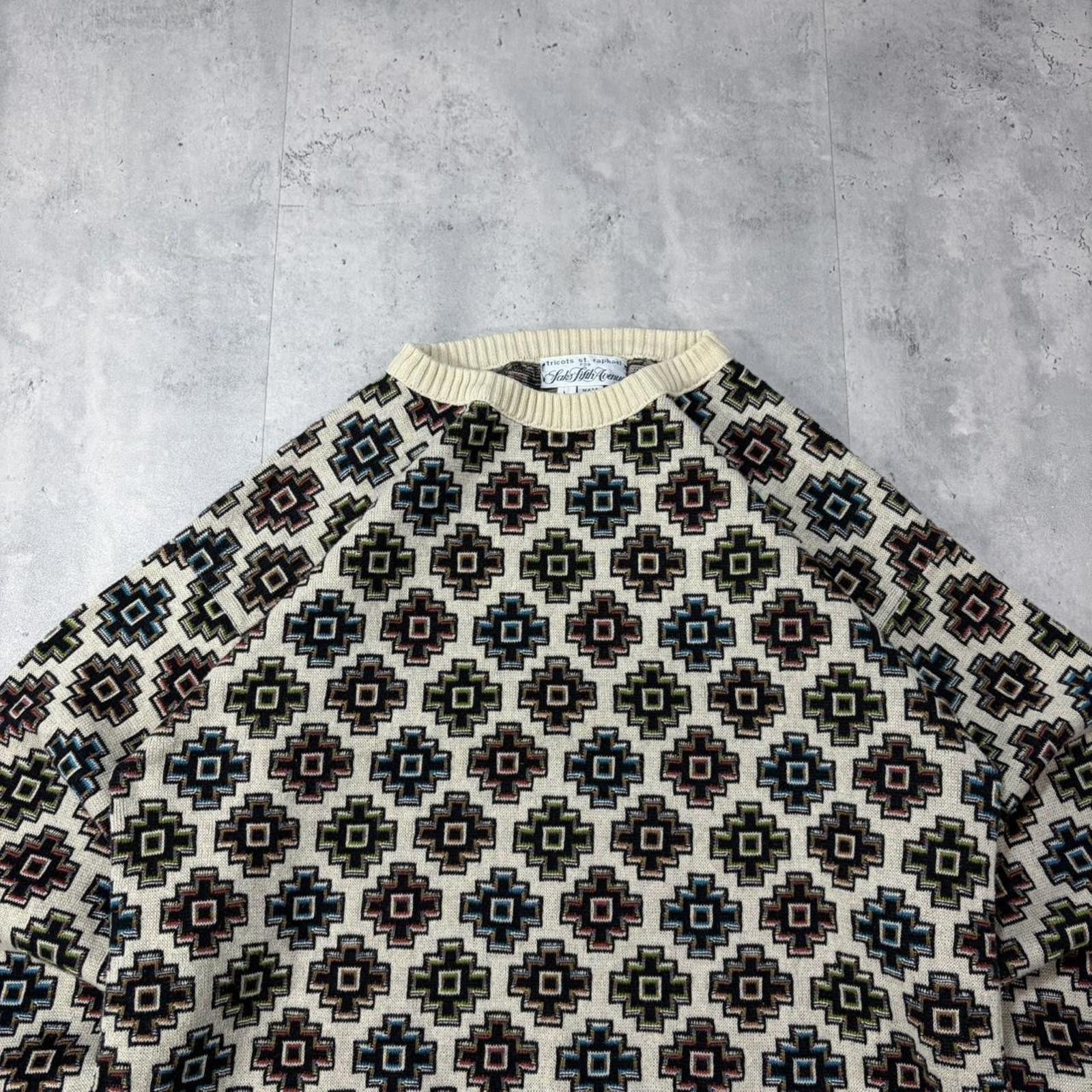 Saks Fifth Avenue Vintage 90’s Saks Fifth Avenue Aztec Wool Knit Sweater Size US L / EU 52-54 / 3 - 3 Thumbnail