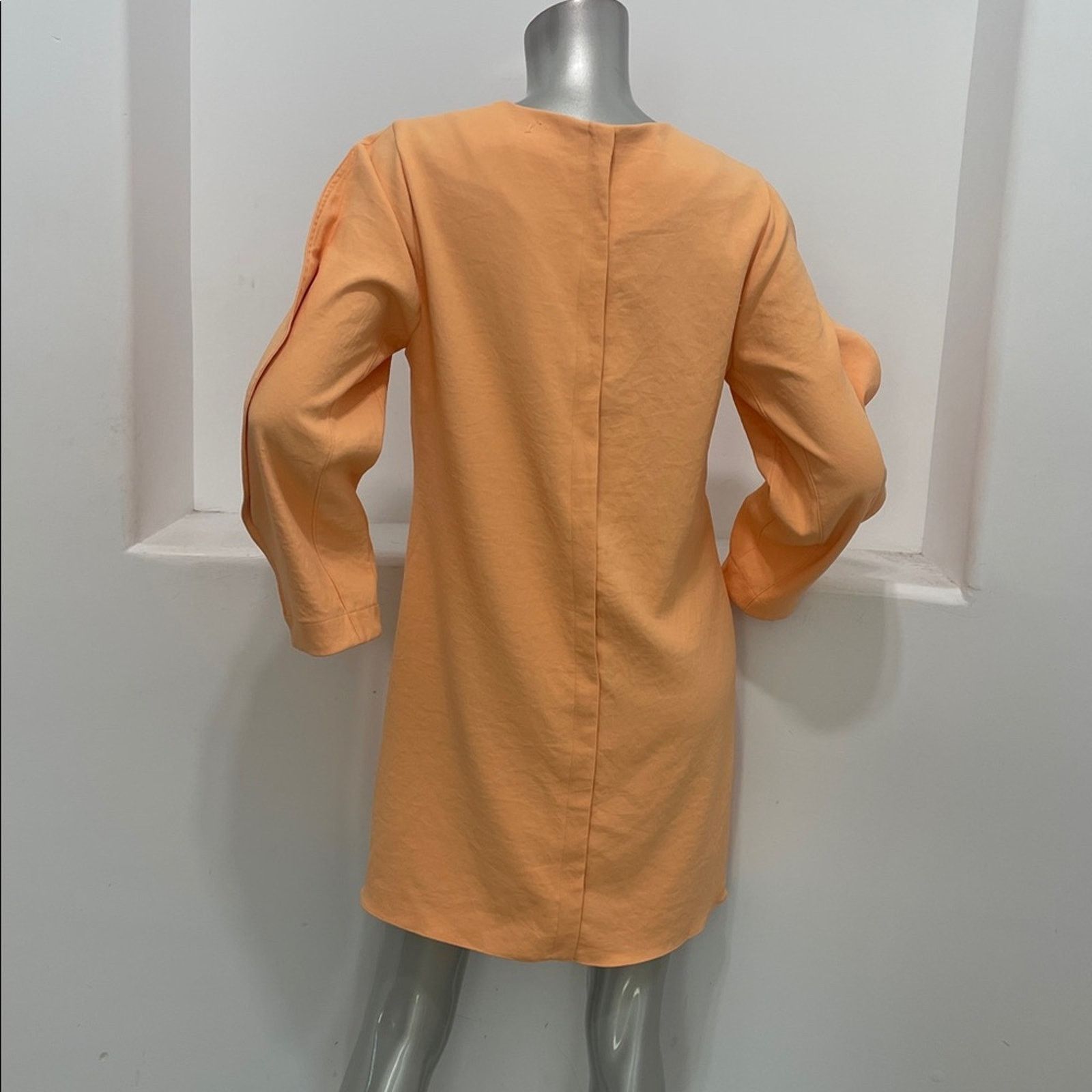 Tibi Tibi Chalky Drqpe Origami-Sleeve Orange Mini Shift Dress 6 Size M / US 6-8 / IT 42-44 - 10 Thumbnail