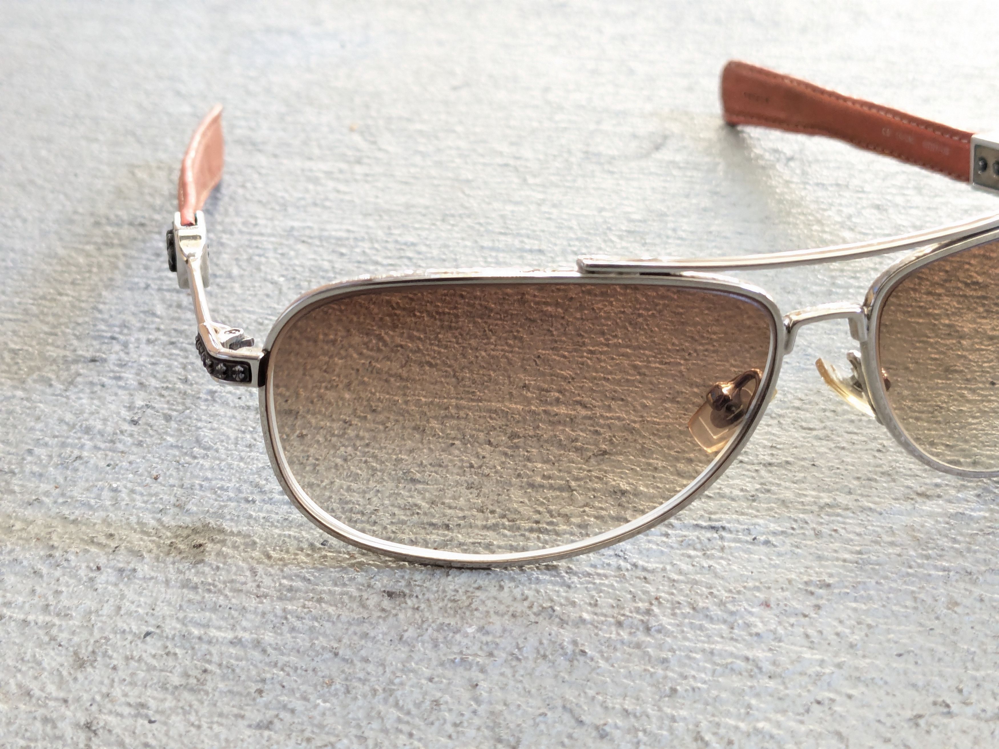 Chrome Hearts Chrome Hearts Sunglasses 'Kustom' Orange Leather Aviator Size ONE SIZE - 2 Thumbnail
