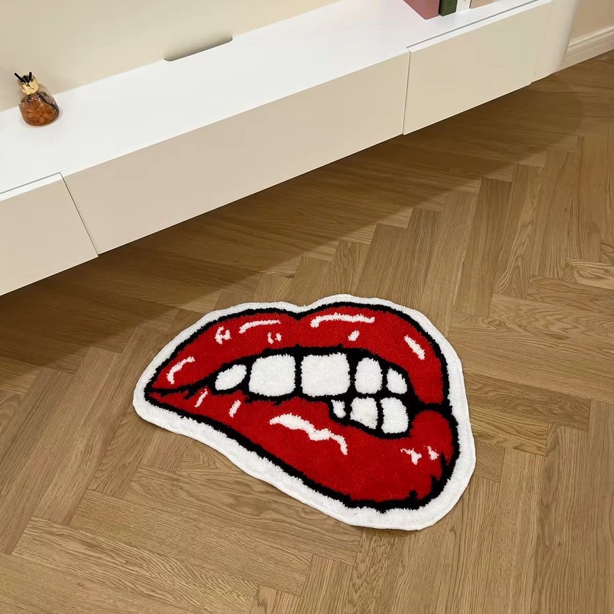 Designer Handmade Red Girl Lips Tufted Rug Carpet Size ONE SIZE - 3 Thumbnail