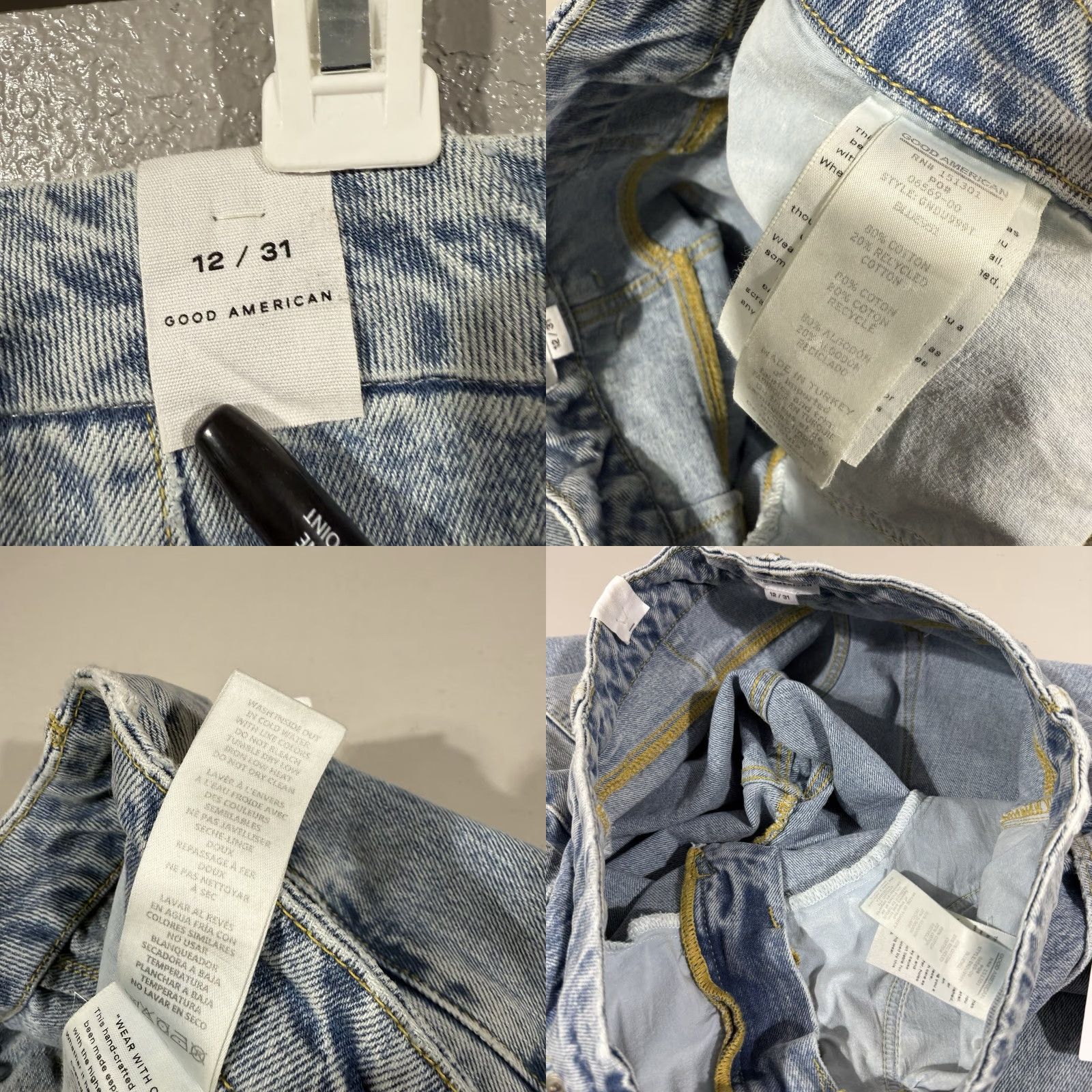 Good American Good American Jeans Womens 12/31 Light Blue 951 GNDU999T - Jeans, Blue, Cotton Blend, Straight, Regular, ZIP closure, Denim, 12/31, Womens, Light Wash Size 34" / US 12 / IT 48 - 8 Thumbnail