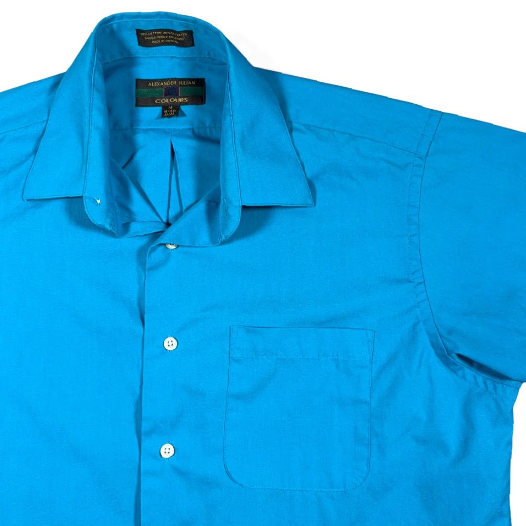 Alexander Julian VINTAGE Alexander Julian Colours Shirt Adult MEDIUM Blue Dress 90s Preppy Button-Up Long Sleeve Mens Size 40R - 2 Thumbnail