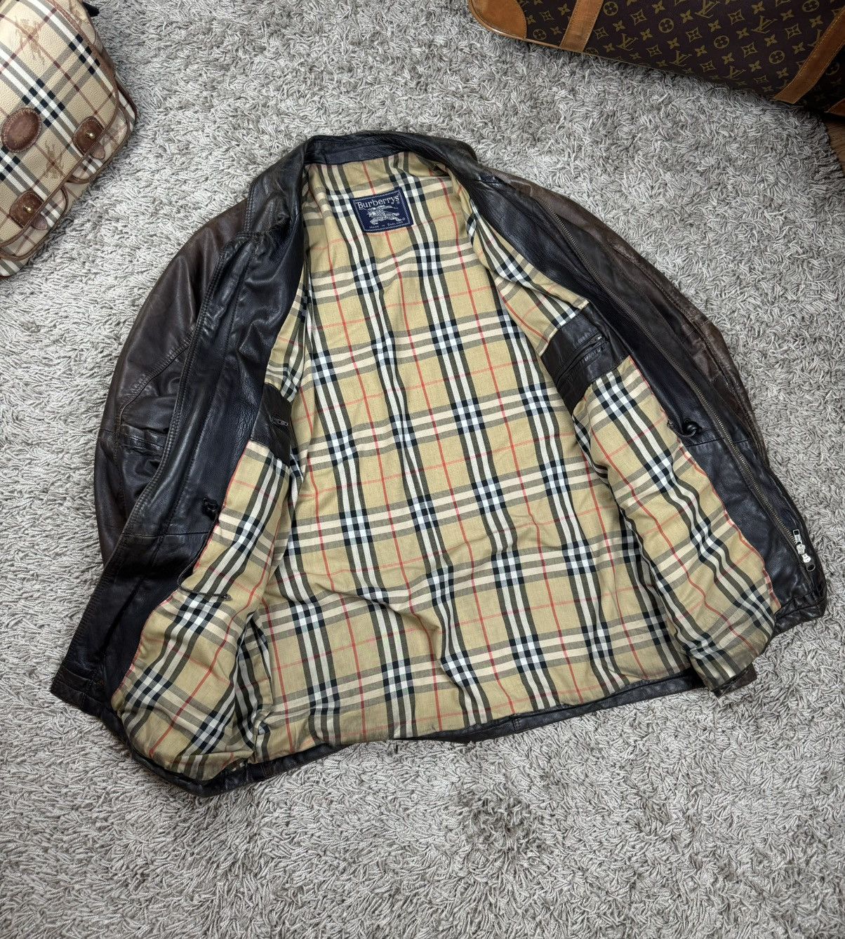 Burberry × Vintage Vintage leather jacket Burberry original luxury casual item Size US XL / EU 56 / 4 - 3 Thumbnail