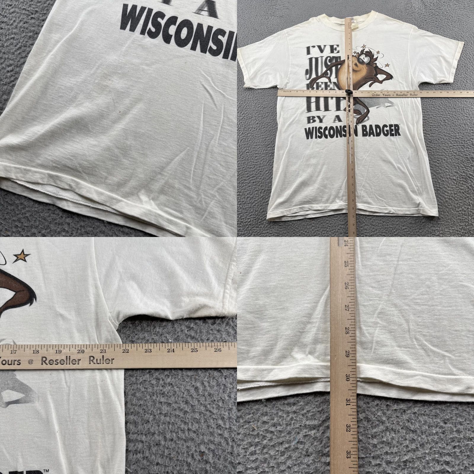 Vintage VINTAGE Looney Tunes Wisconsin Badgers TAZ NCAA Shirt Size L White 1990s 90s T-Shirt Mens Womens Unisex Adults Graphic Print Short Sleeve Size US L / EU 52-54 / 3 - 8 Thumbnail