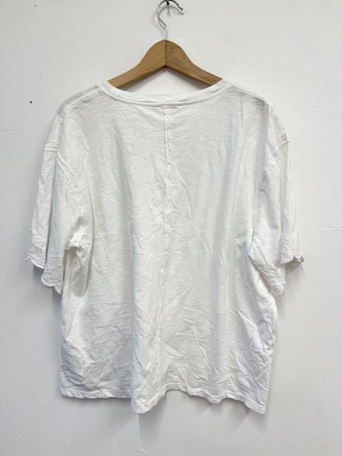 Other Per Una White Eyelet Hem Short Sleeve Top UK Size 16 Size M / US 6-8 / IT 42-44 - 4 Thumbnail