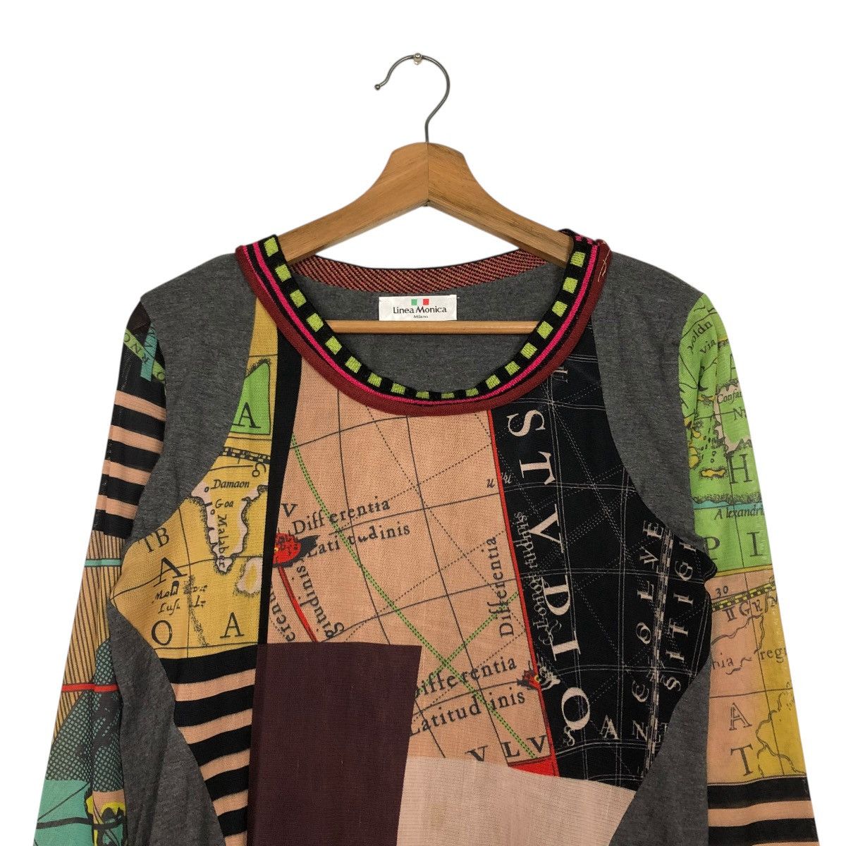 Japanese Brand 🔥VINTAGE FULL PRINT LONG SLEEVE LINEA MONICA MAP DESIGN Size L / US 10 / IT 46 - 5 Thumbnail