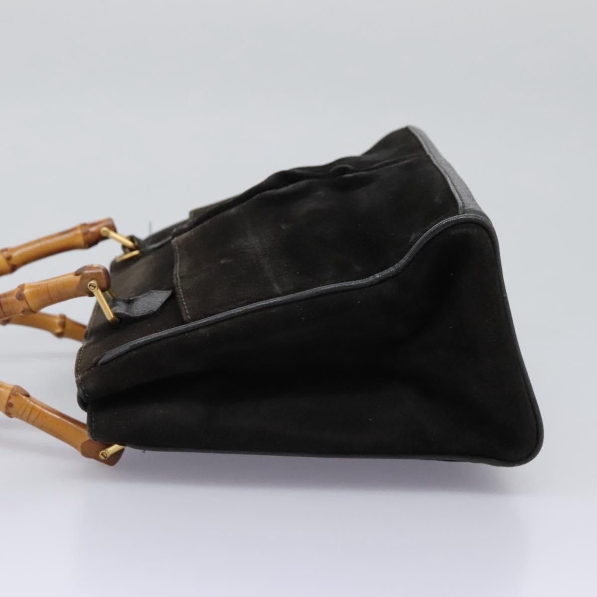 Gucci GUCCI Bamboo Hand Bag Suede Leather Black Gold 000 122 000 Size ONE SIZE - 4 Thumbnail