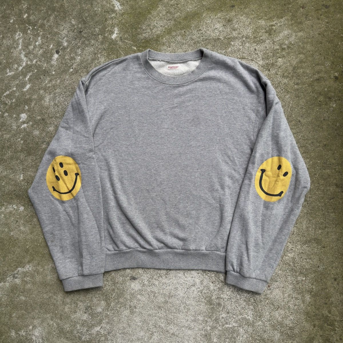 image of Kapital Smiley Crewneck Sweatshirt Grey Size 5 L/xl, Men's