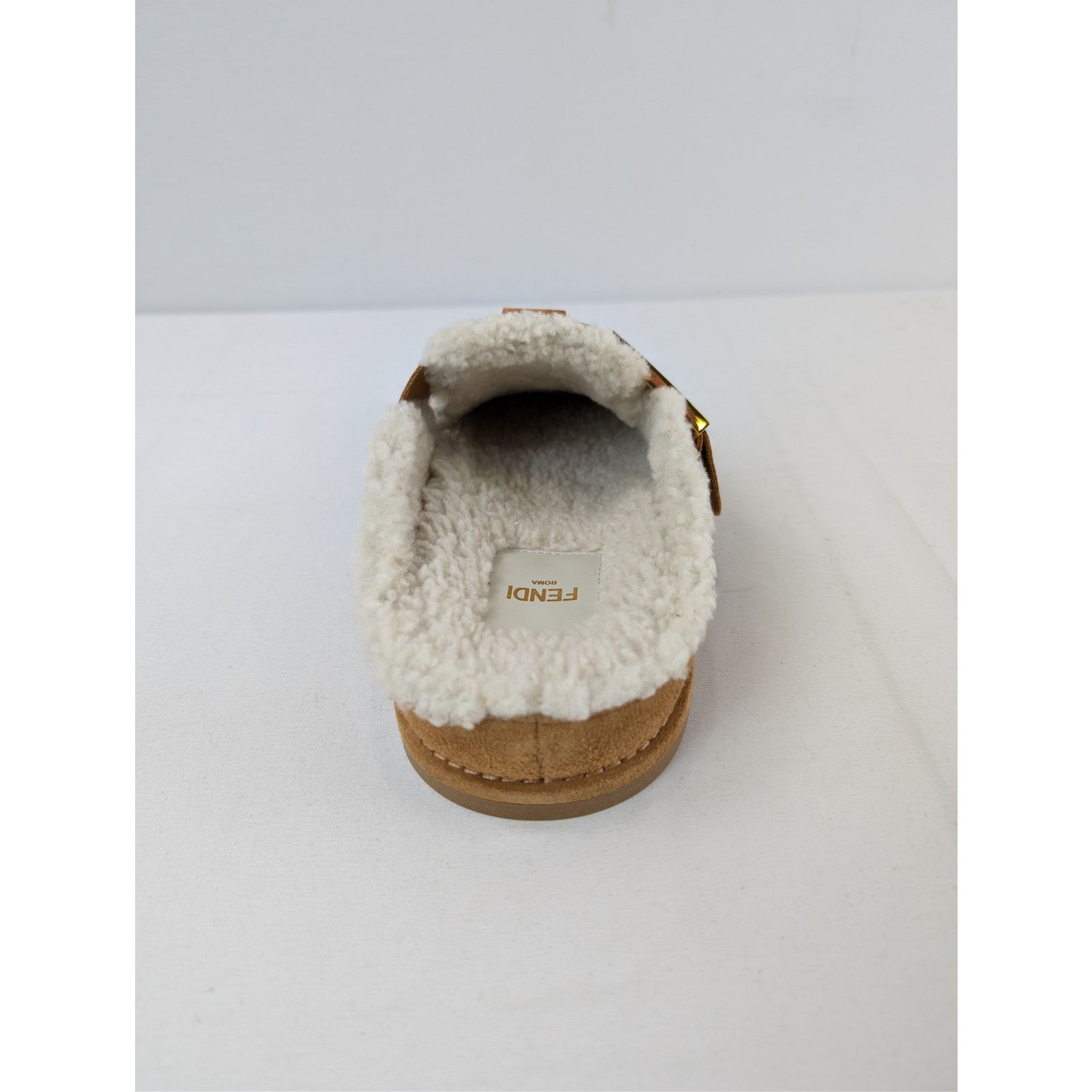 Fendi o1rshd1 Leather Feel Suede Shearling Slippers Caramel Brown Size US 8 / IT 38 - 16 Thumbnail
