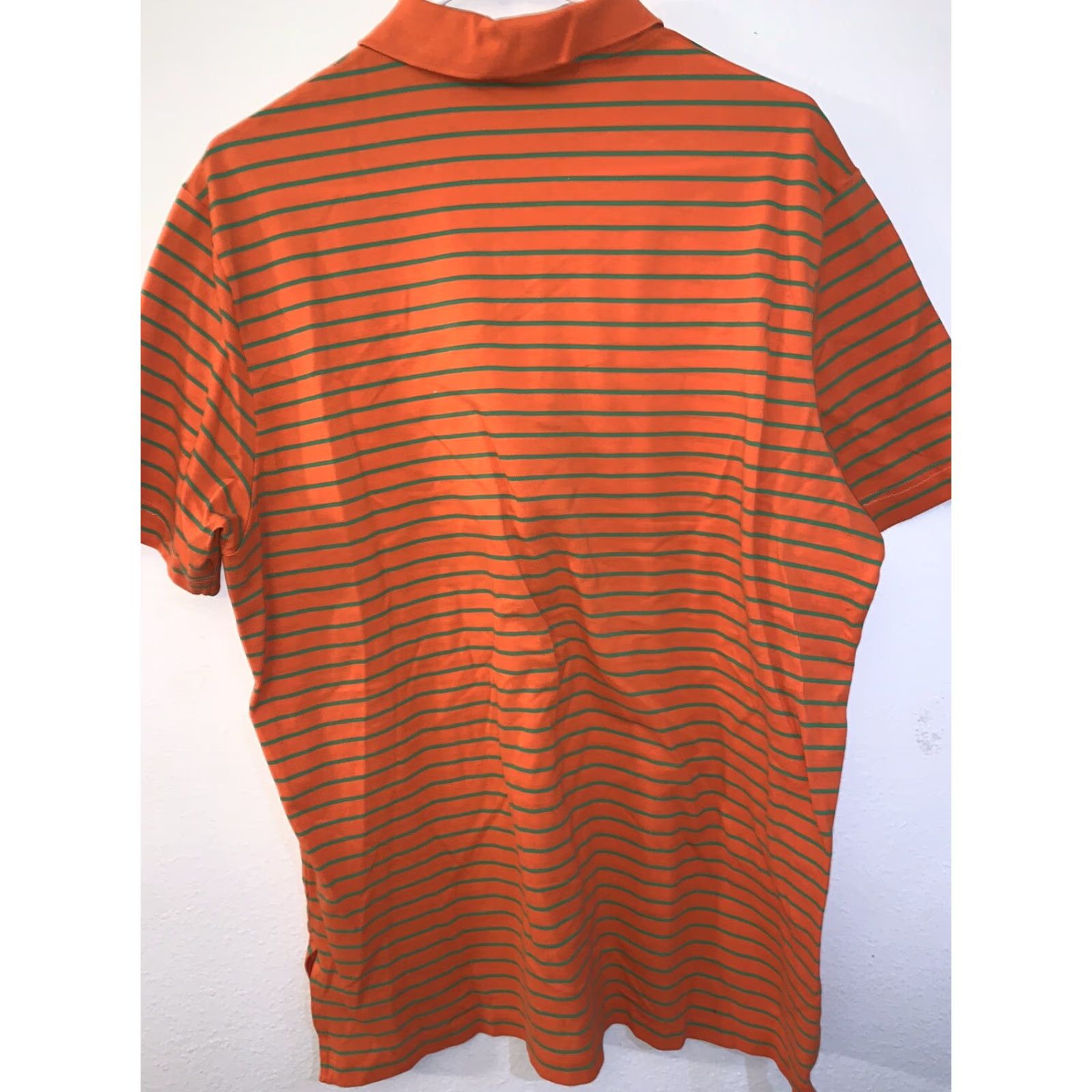 Ralph Lauren Polo Golf Ralph Lauren Polo Orange Striped Short Sleeve Cotton L Mens Shirt - Regular Fit, Embroidered Logo, Collared, 100% Pima Cotton Size US L / EU 52-54 / 3 - 3 Thumbnail