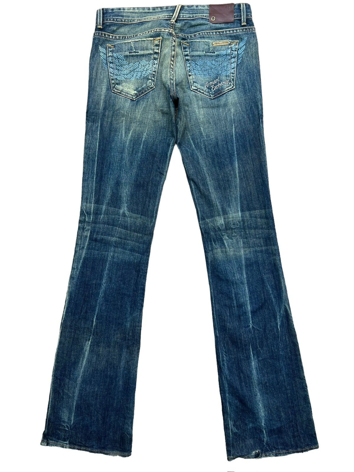 Armani Exchange Armani Exchange Punk Gothic Wings Flare Lowrise Jeans 29x34 Size 29" - 3 Thumbnail