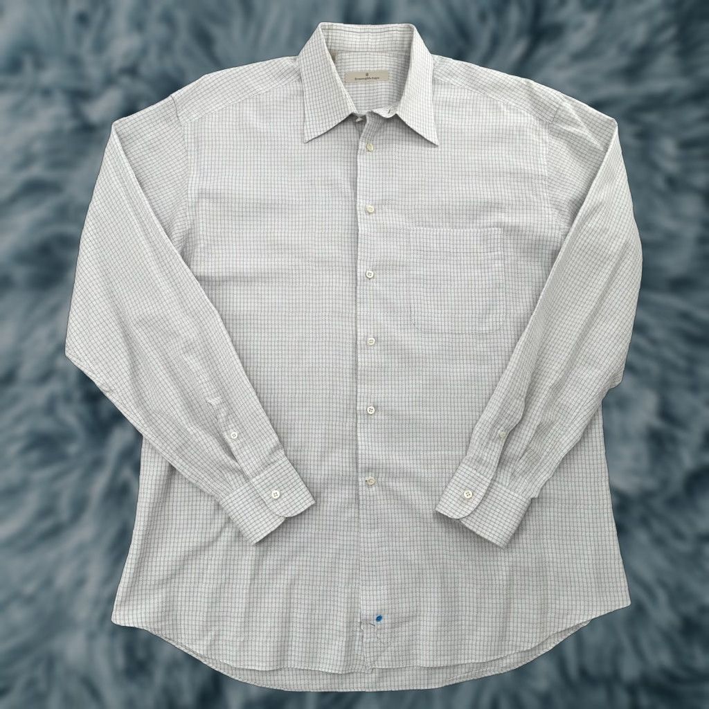 Ermenegildo Zegna VINTAGE Ermenegildo Zegna Shirt Mens Long Sleeve Button Up 16.5/42 Blue Checkered Casual Business Size US L / EU 52-54 / 3 - 1 Thumbnail