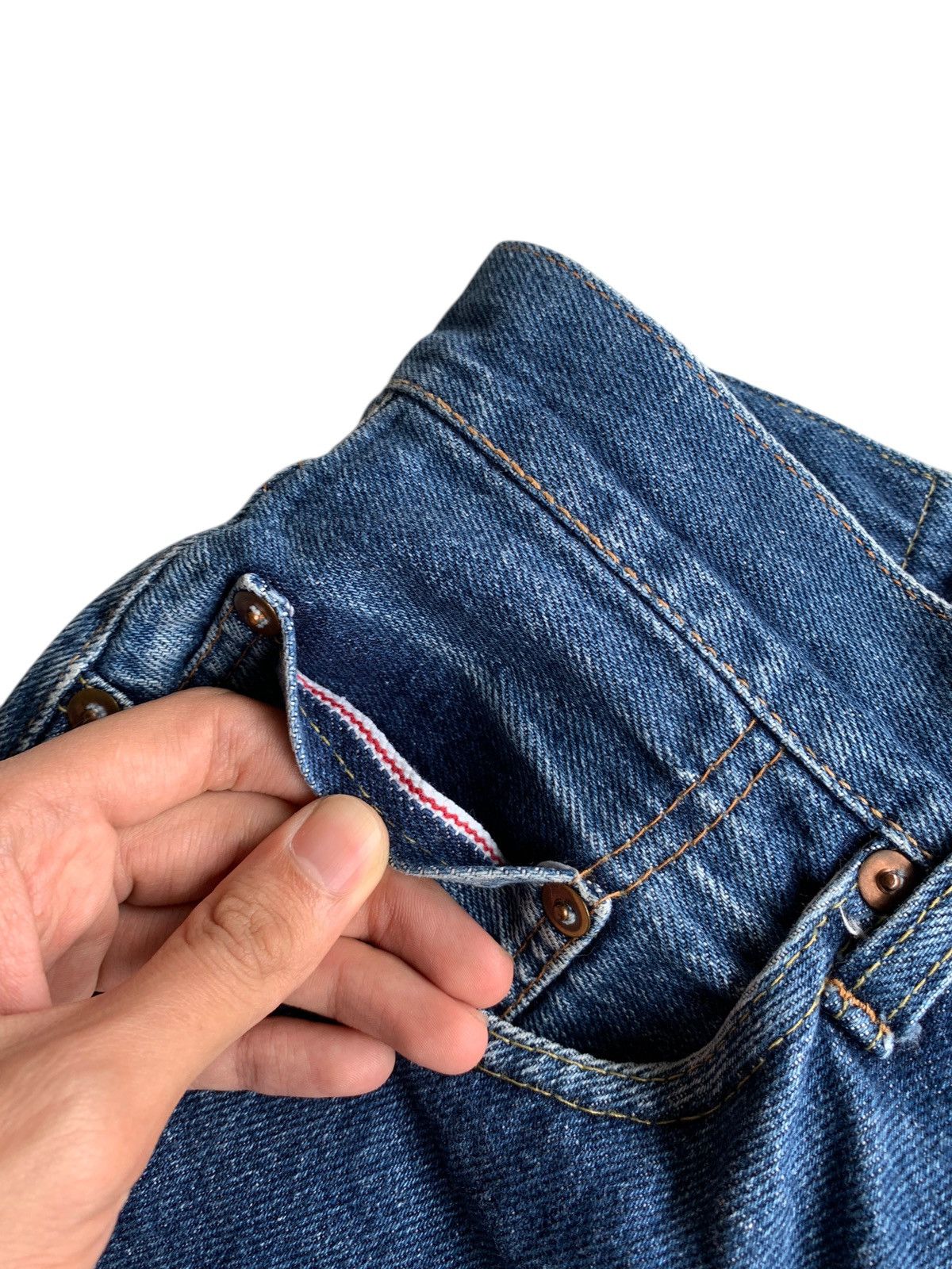 Japanese Brand × Jean DENIM EXCHANGE SELVEDGE BAGGY BUTTON FLY JAPANESE DENIM Size US 32 / EU 48 - 12 Thumbnail