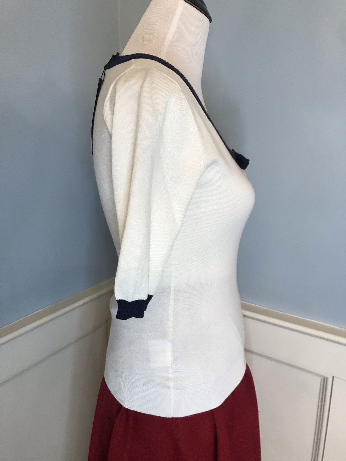 Other NWT Collectif Freya Knitted Top in ivory and navy Sz M Size M / US 6-8 / IT 42-44 - 3 Thumbnail