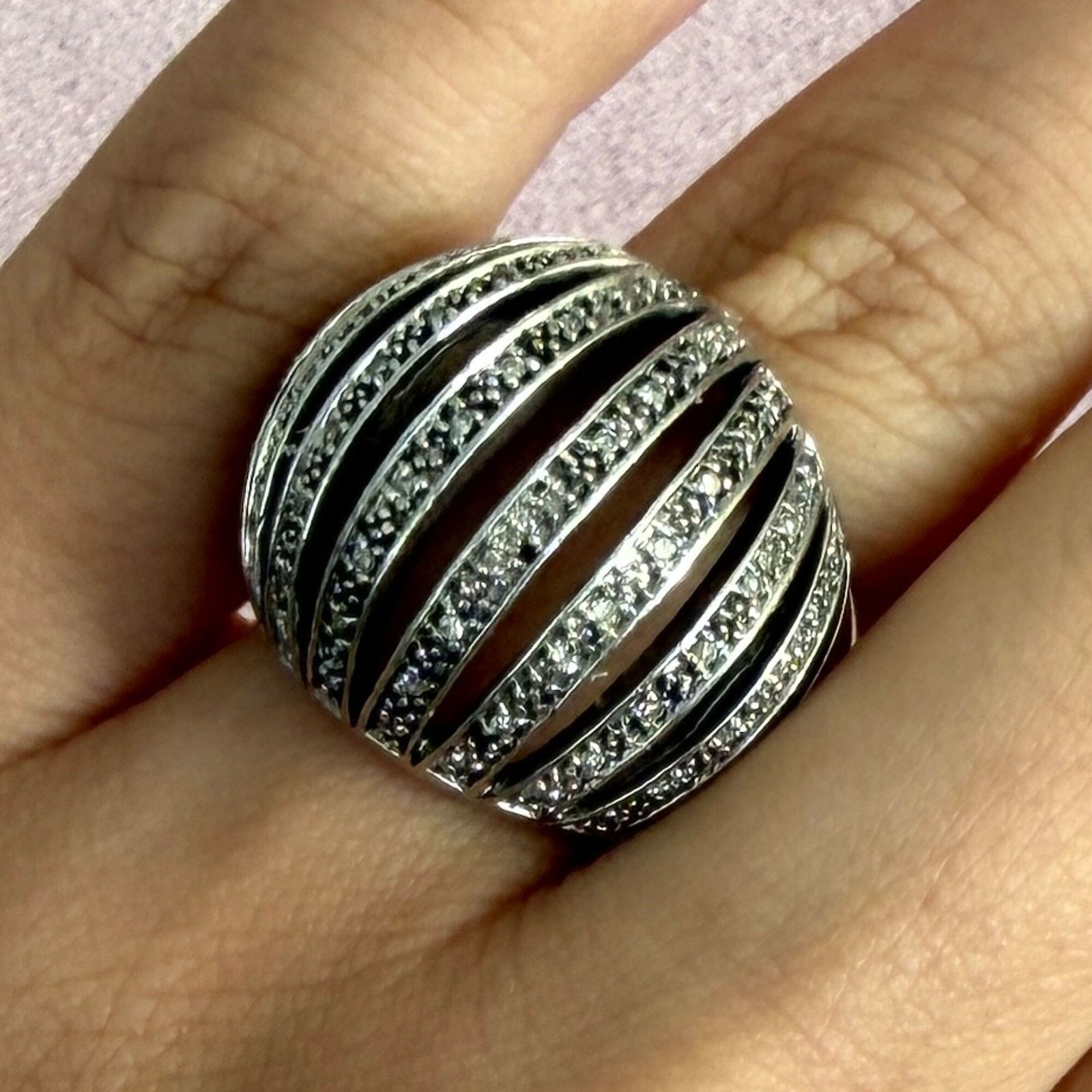 Sterling Silver sterling silver diamond accent dome ring size 6.5 Size ONE SIZE - 1 Thumbnail
