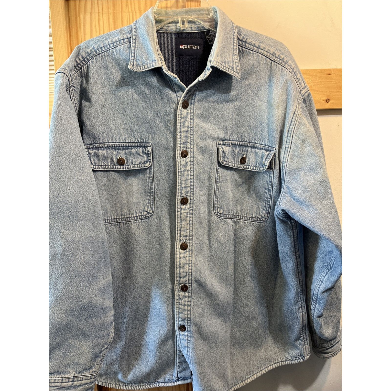 Puritan Puritan Men's L 42/44 Blue Cotton Denim Fleece Lined Shacket Size US L / EU 52-54 / 3 - 2 Thumbnail