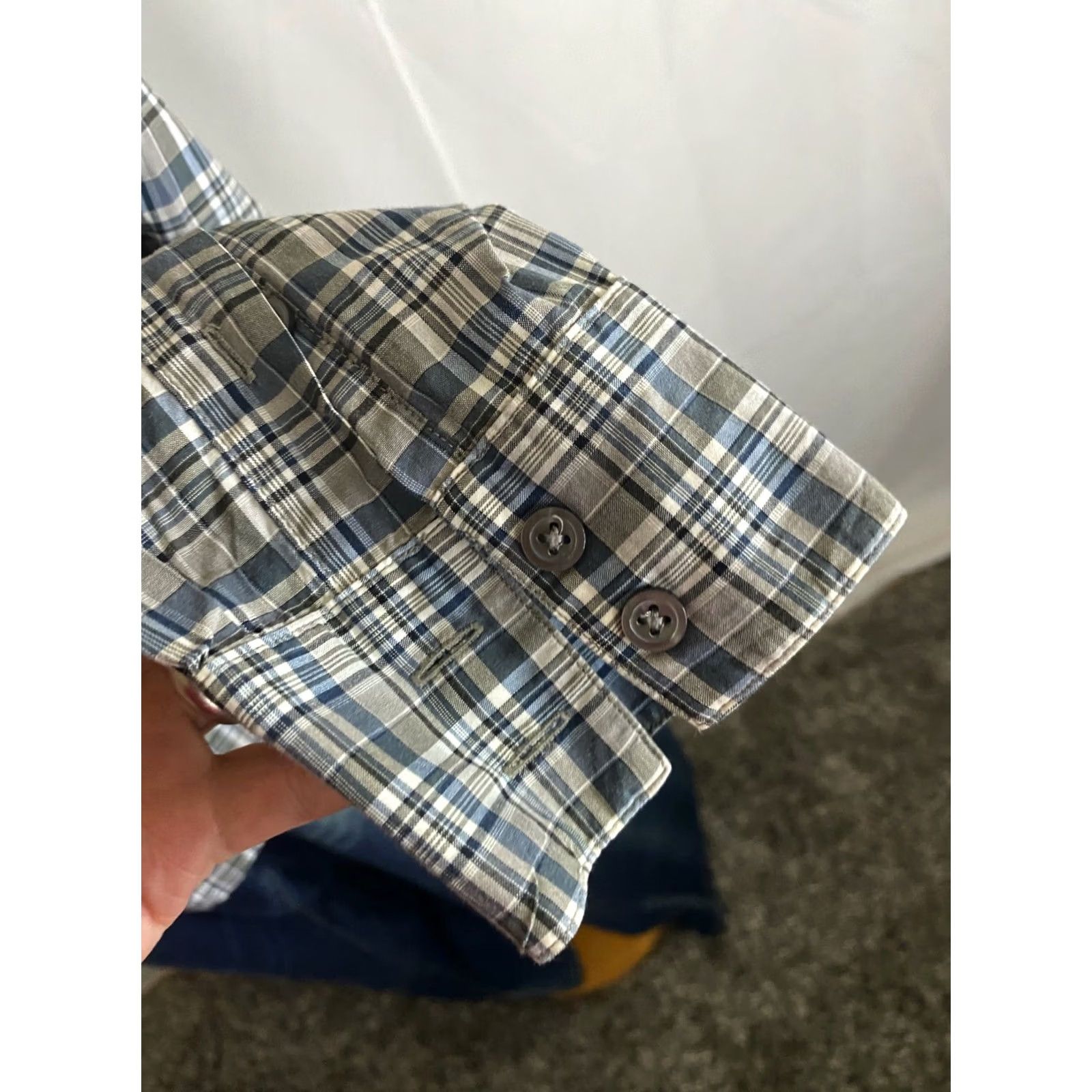 John Varvatos John Varvatos Shirt Long Sleeve Gray Blue Plaid Large L 16 x 34/35 Mens Button-Up Size US L / EU 52-54 / 3 - 5 Thumbnail