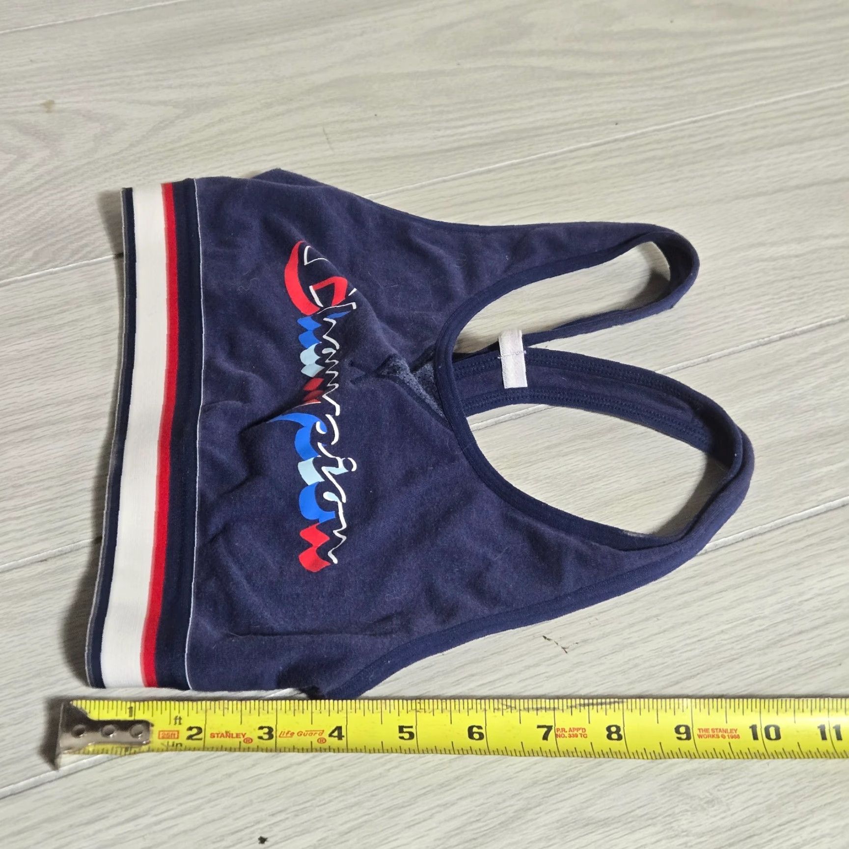 Champion VINTAGE? No — Actually not vintage. Champion Sports Bra Infinity Stripe Racerback Small Women S Blue Ac tivewear Bra Size ONE SIZE - 4 Thumbnail
