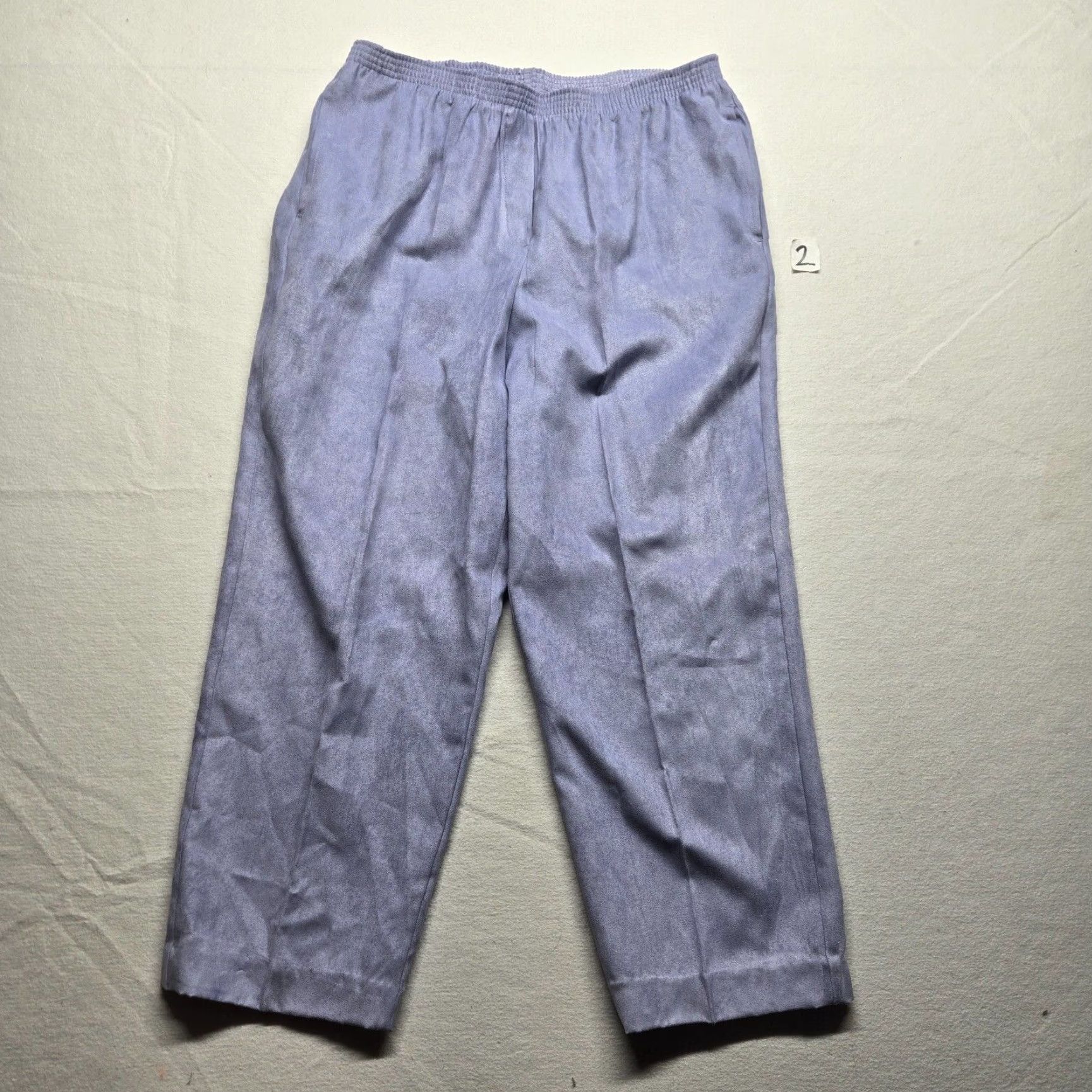 Vintage Southern Lady Pants Women's Solid Blue Elastic Waist Pockets 26" Inseam Size 16 Dress Pants Mens Women? Size 38" / US 16 / IT 52 - 2 Thumbnail
