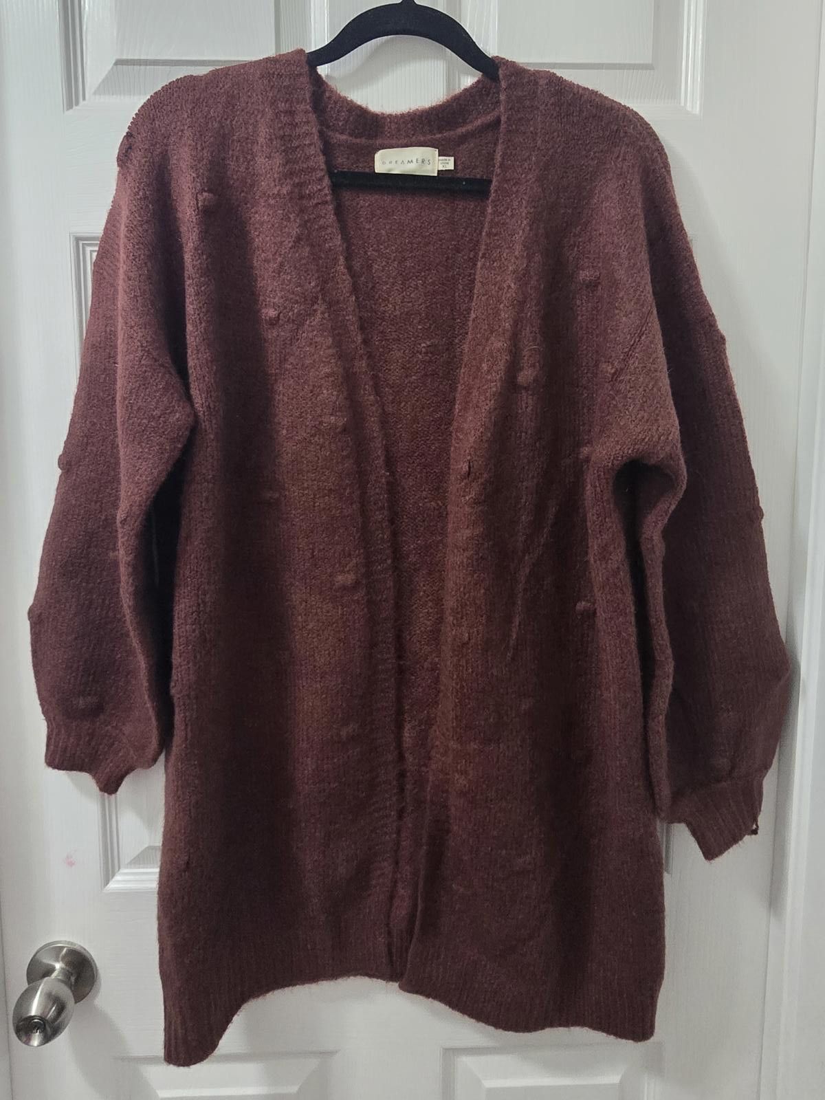 TEARS OF DREAMS Dreamers Bergundy Knit Cardigan Sweater Size XL / US 12-14 / IT 48-50 - 2 Thumbnail