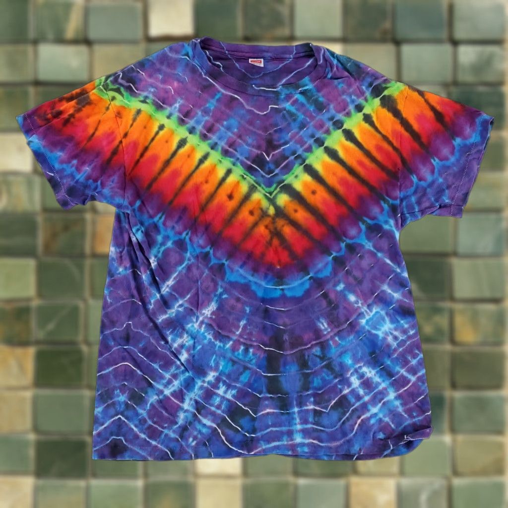 Hanes VINTAGE Hanes Tie-Dye T Shirt 90s Single Stitch Mens XXL Green Purple Rainbow Shirt Size US XXL / EU 58 / 5 - 1 Thumbnail