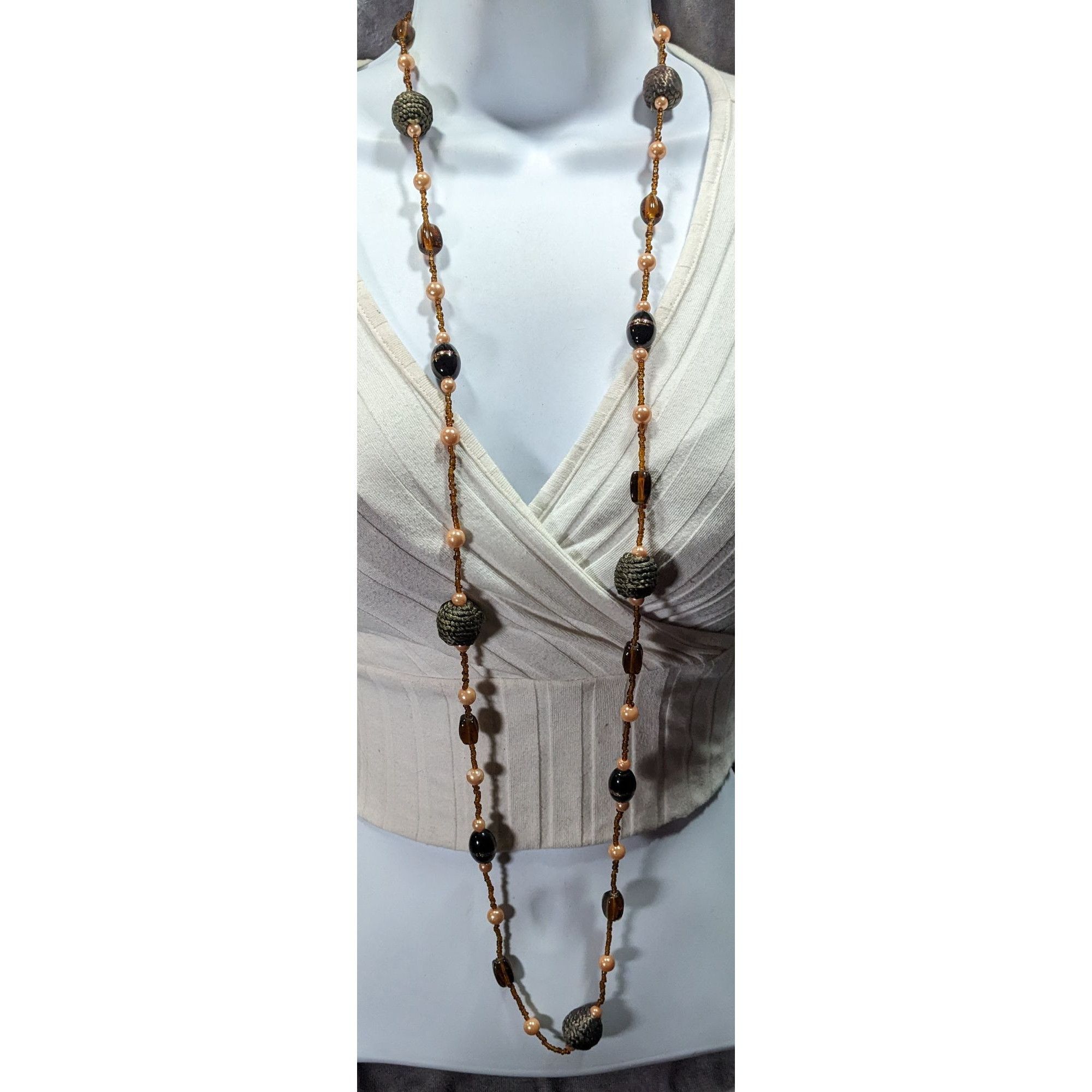 Other Earthy Glass And Faux Pearl Beaded Necklace Size ONE SIZE - 2 Thumbnail