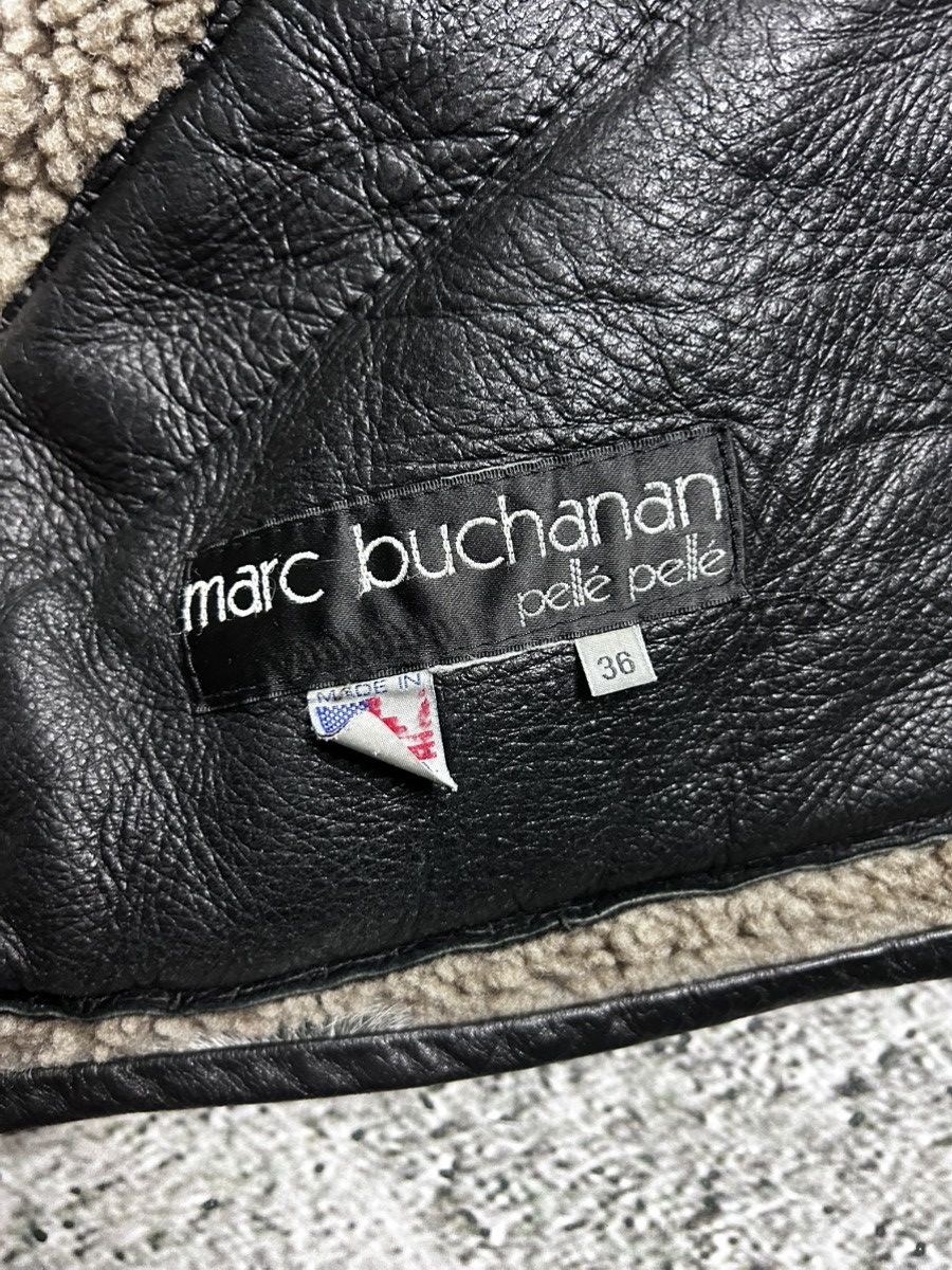 Marc Buchanan Pelle Pelle leather jacket sherpa fur black big logo 90s Size US XL / EU 56 / 4 - 6 Thumbnail