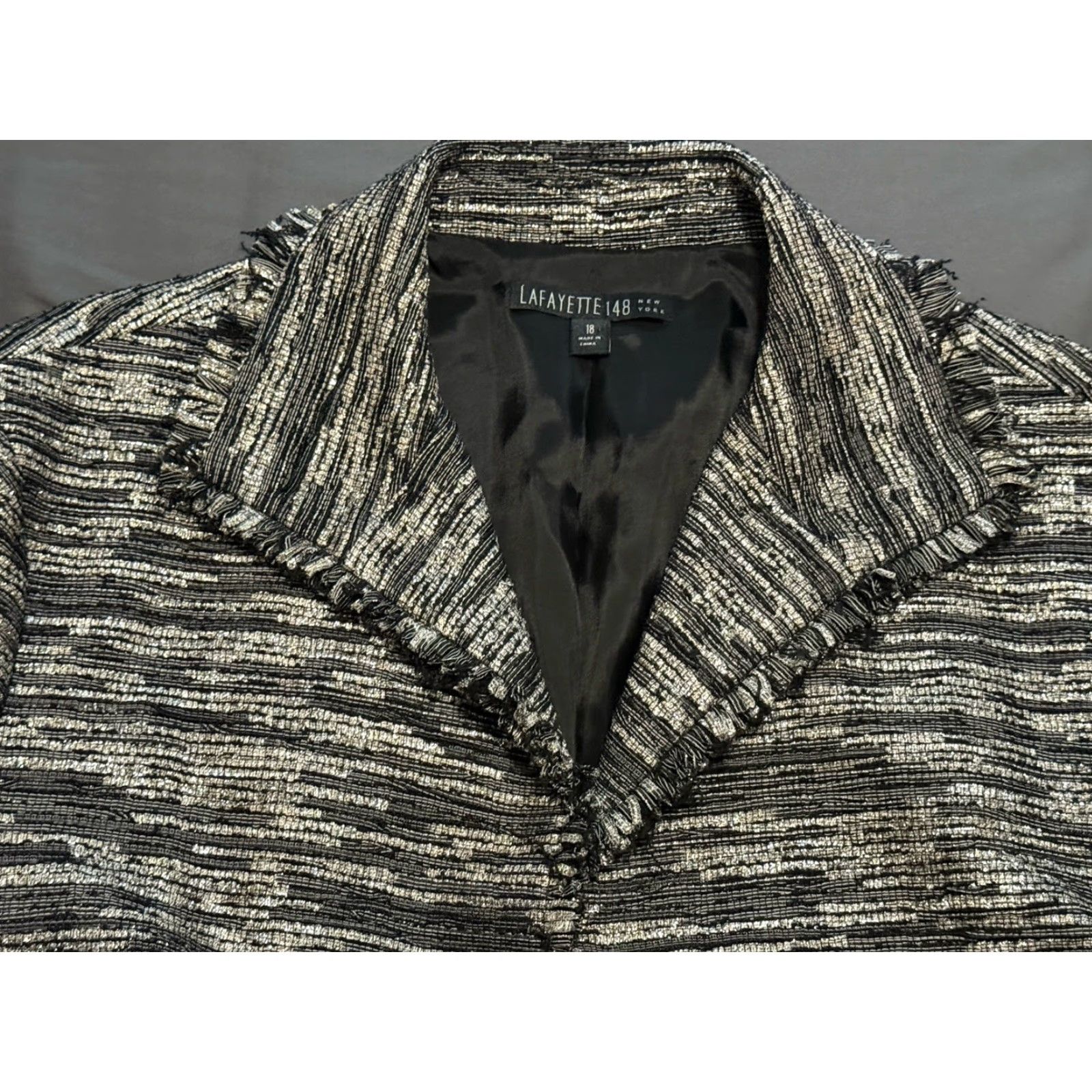 Vintage Lafayette 148 New York Blazer Tweed Career Size 18 Women Silver Tweed Blazer - Jacket Size XXL / US 16-18 / IT 52-54 - 6 Thumbnail