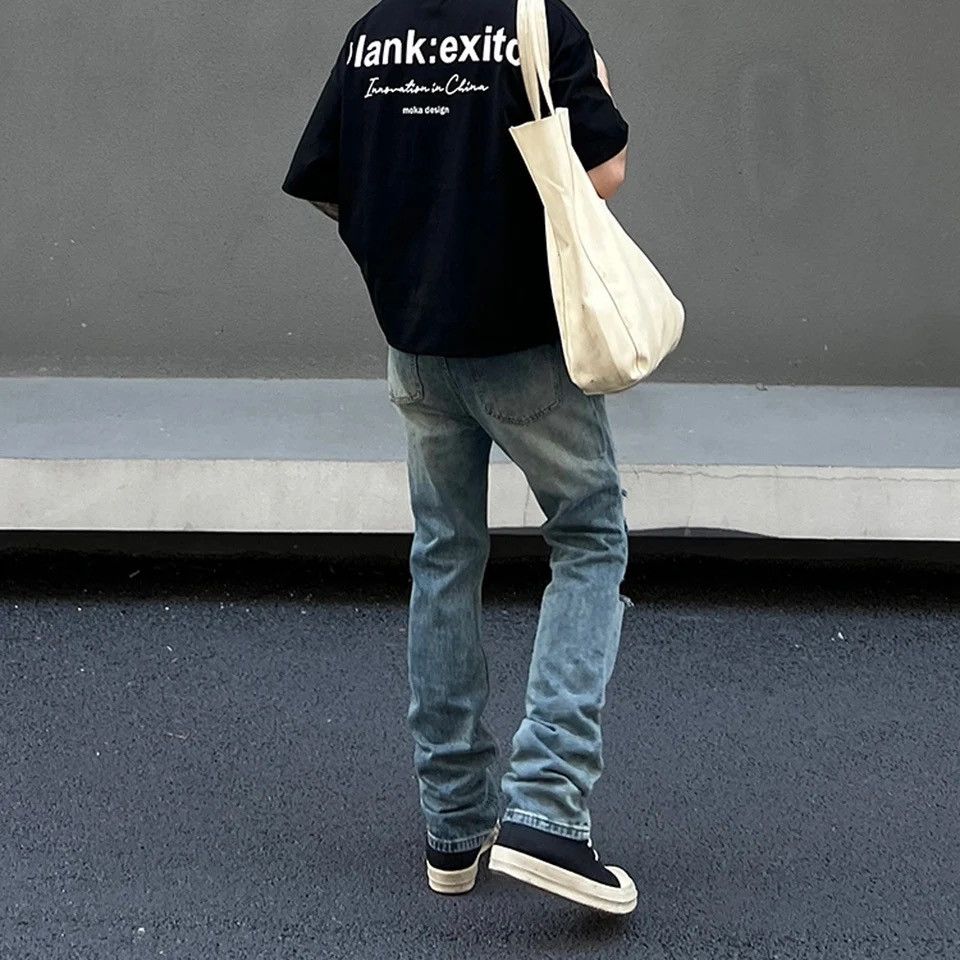 Japanese Brand × Vintage Ripped Jeans Men Summer Slim Streetwear Blue Casual Fashion Size US 31 - 5 Thumbnail