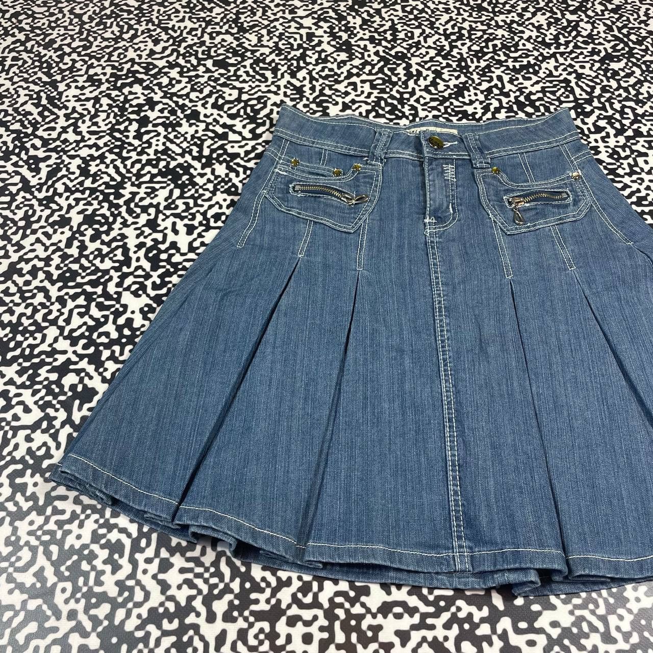 Japanese Brand Vintage Y2K Japanese Denim Flared Midi Skirt Retro Style Size 28" / US 6 / IT 42 - 5 Thumbnail