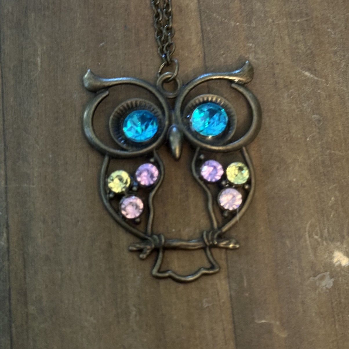Other Bronze tone multicolor rhinestone owl pendant necklace Size ONE SIZE - 3 Thumbnail