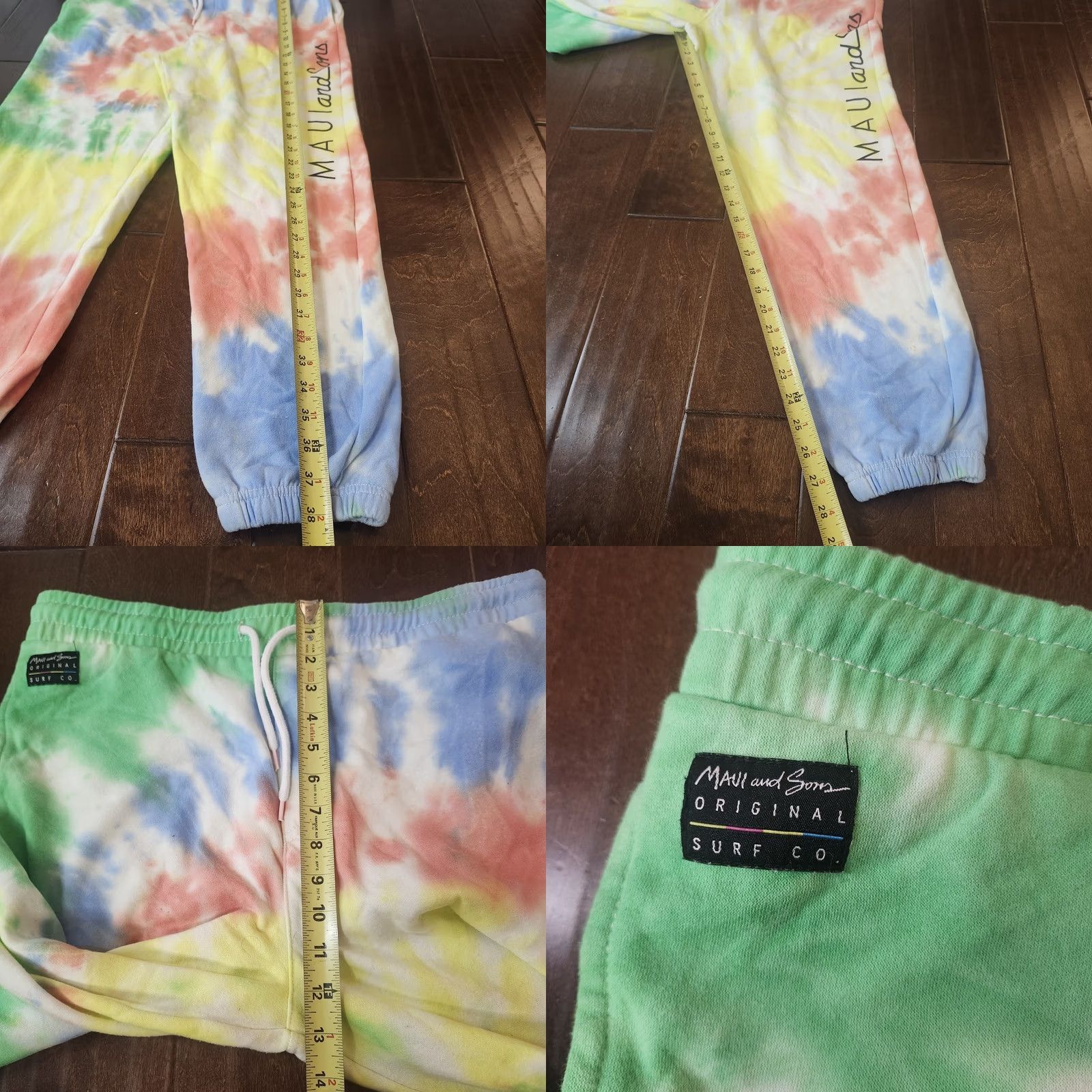 Rainbow Maui and Sons Tie Dye Jogger Sweatpants Mens Medium Rainbow Lounge Pants Regular Fit with Pockets Size US 31 - 8 Thumbnail