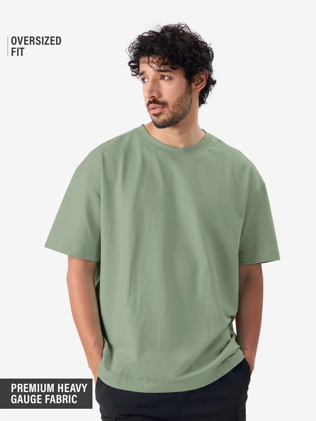 Designer Sage Green Oversized T-Shirts Size US S / EU 44-46 / 1 - 4 Thumbnail