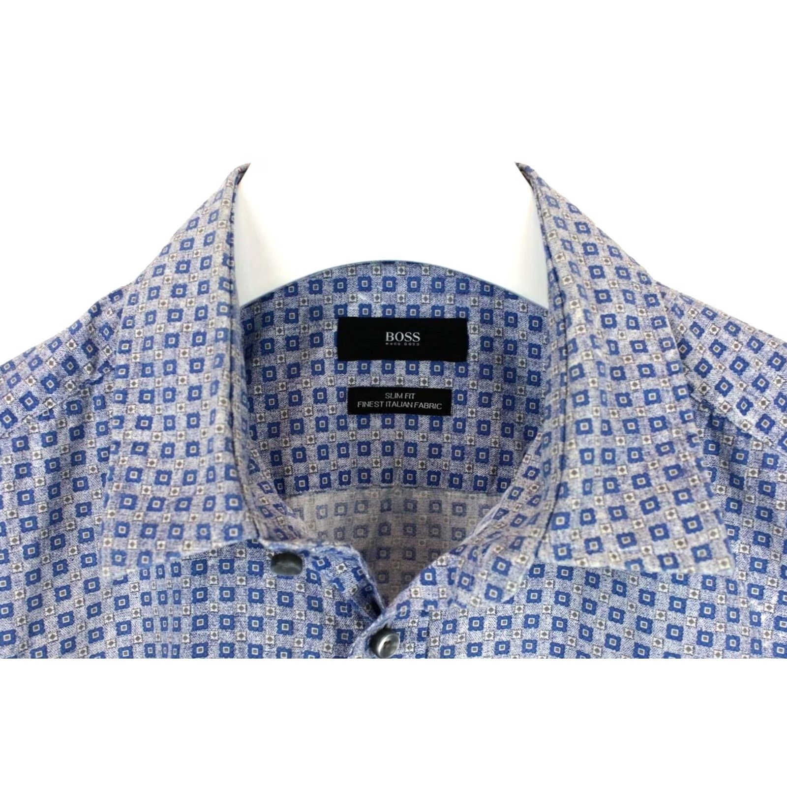 Hugo Boss HUGO BOSS Ronny Slim Fit Formal Shirt Mens M Button-Up Spread Patterned Shirt Size 40R - 4 Thumbnail