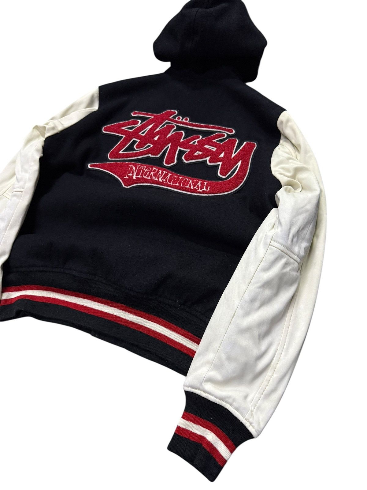 Stussy Vintage Stussy International Sign Hooded Wool Varsity Jacket Size US S / EU 44-46 / 1 - 3 Thumbnail