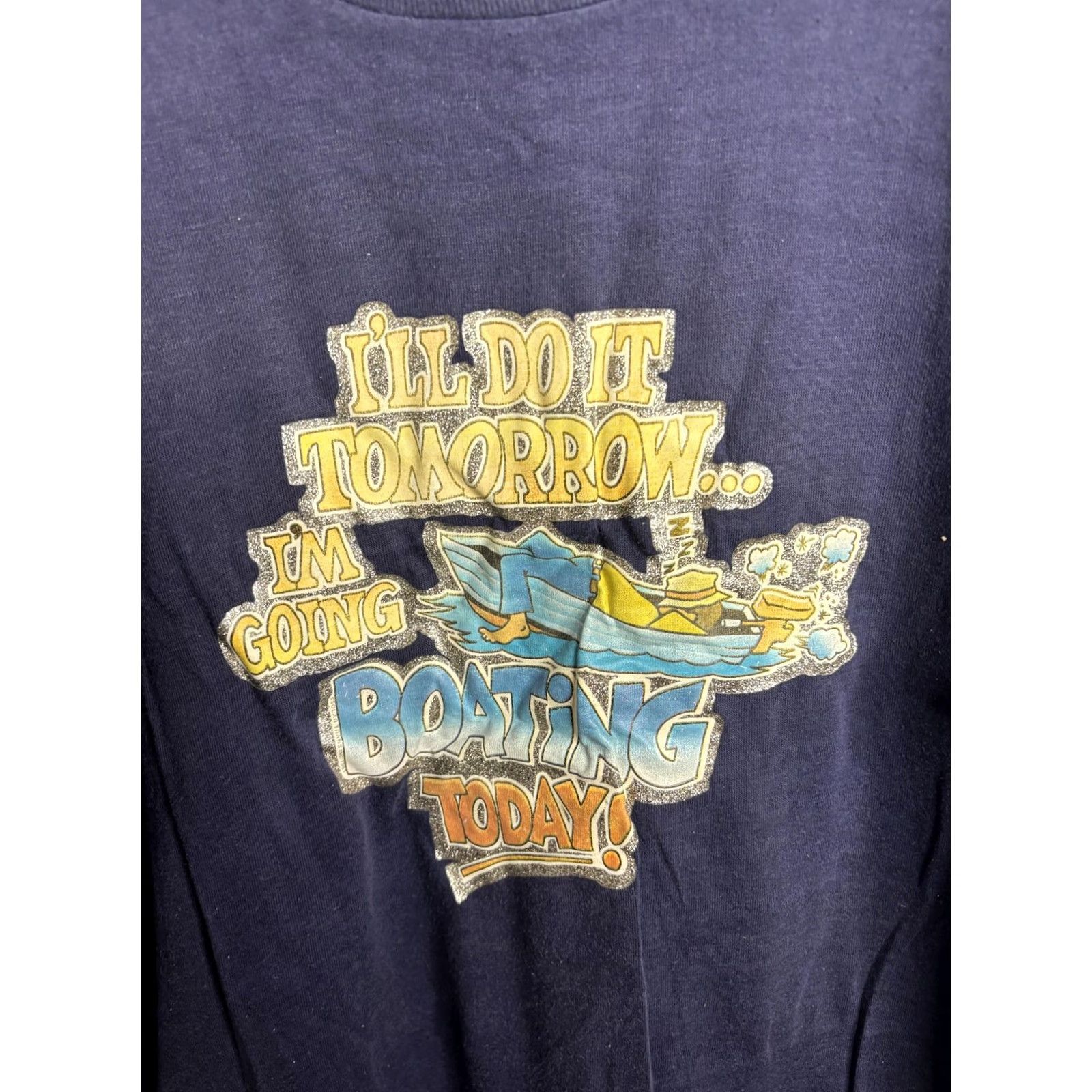 Vintage VINTAGE Medallion Shirt Mens XL Navy 50/50 Made USA 80s Graphic Boat Funny Crew Neck Short Sleeve T-Shirt Men Size US XL / EU 56 / 4 - 2 Thumbnail