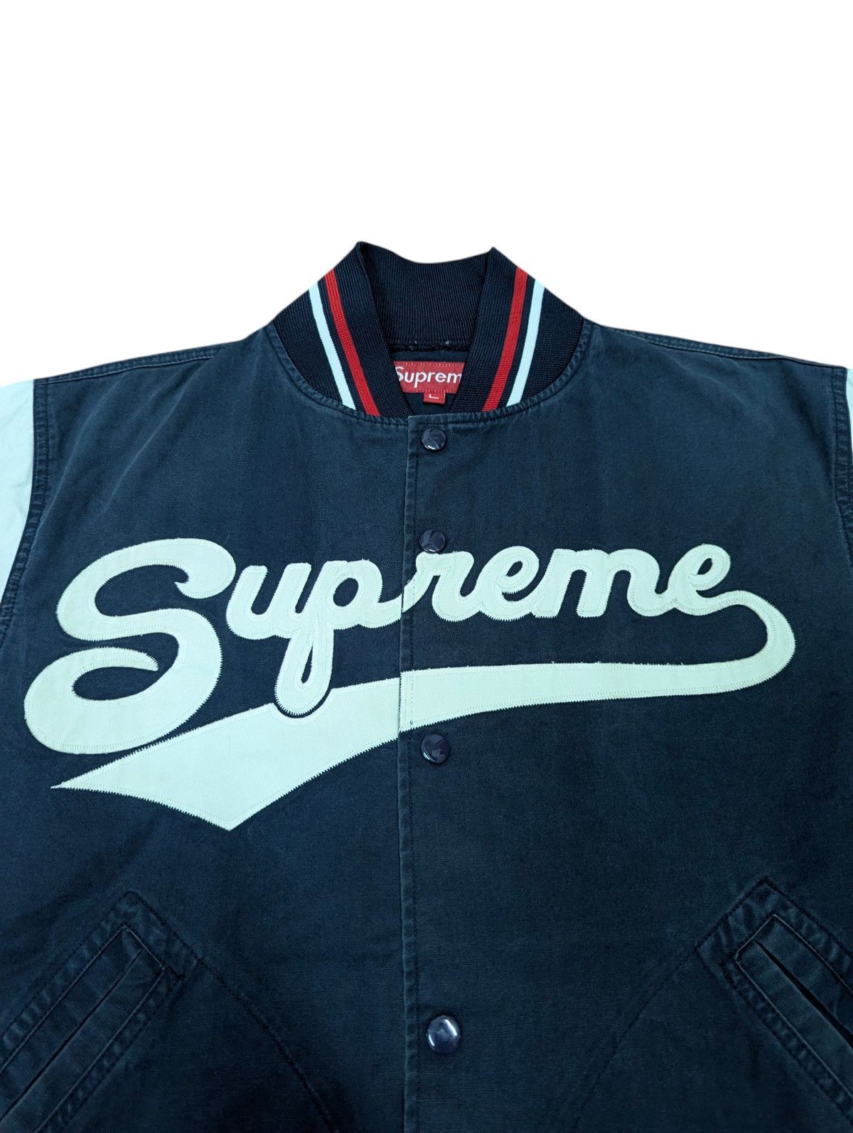 Supreme Vintage Supreme 2002 Spellout Varsity Jacket Size US L / EU 52-54 / 3 - 3 Thumbnail