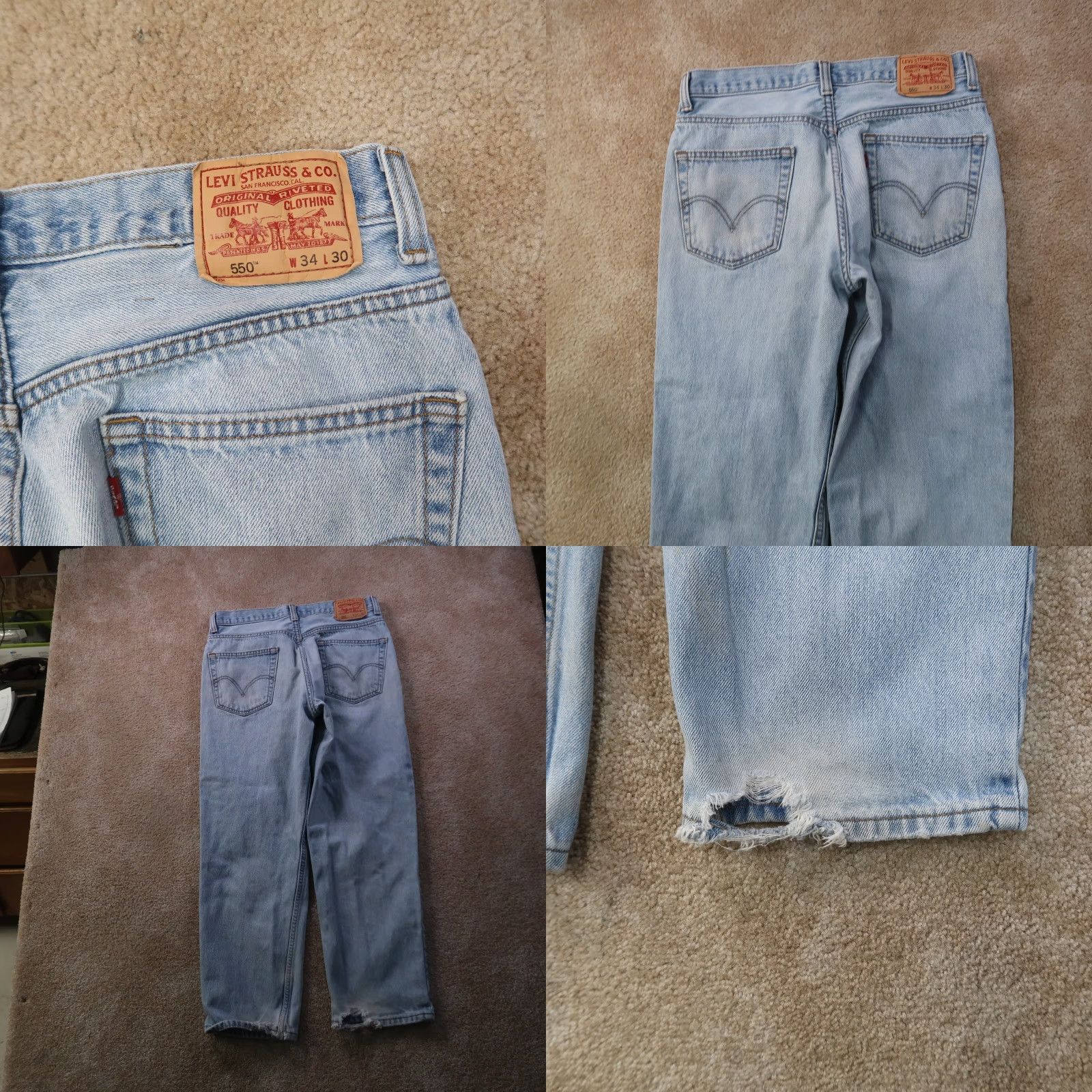 Levi's Levi's 550 Jeans Men 34x30 Relaxed Straight Denim Distressed Blue Vintage Size US 34 / EU 50 - 8 Thumbnail