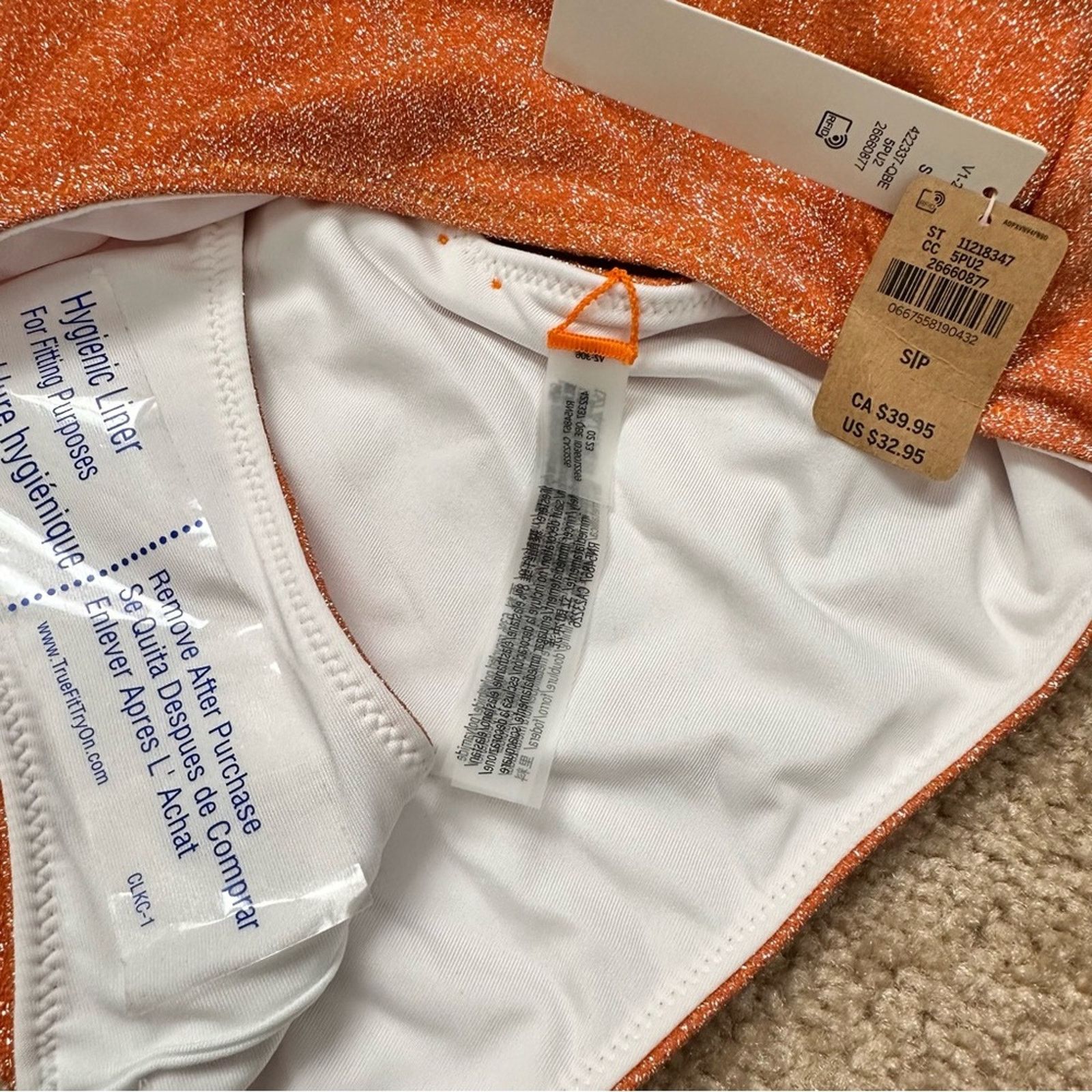 Victoria's Secret Victoria’s Secret Orange Brazilian Shimmer Bikini Size XS/S Size ONE SIZE - 12 Thumbnail