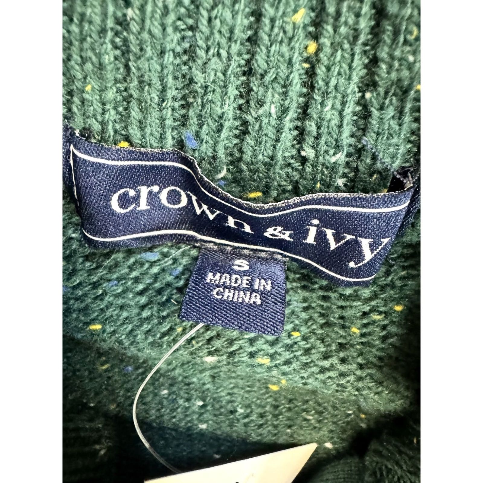 Vintage VINTAGE Crown & Ivy Women's Green Empire Speckled Quarter-Zip Knit Sweater S NWT Size S / US 4 / IT 40 - 2 Thumbnail