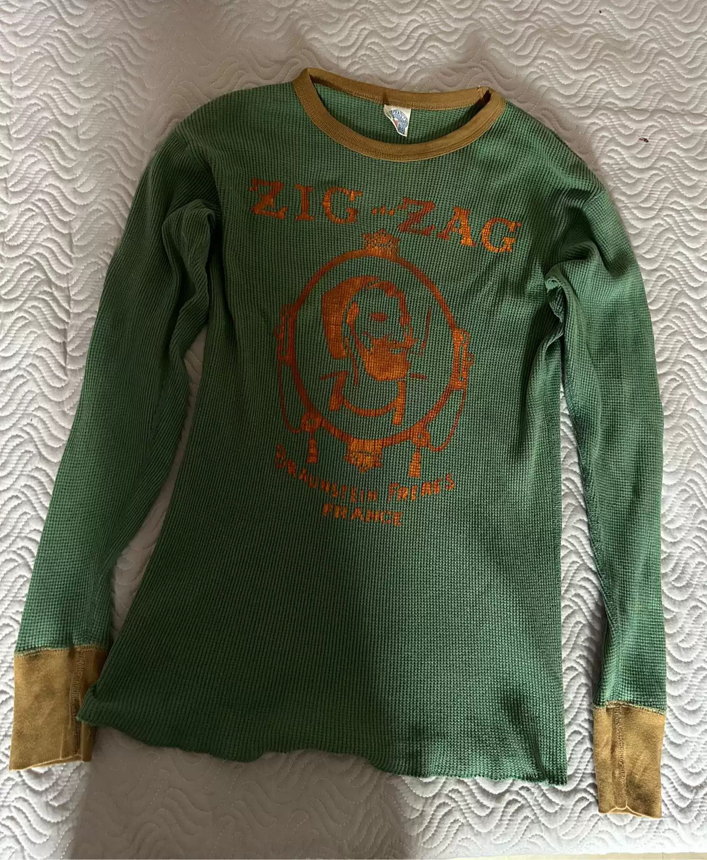 image of Freewheelers Predecessor Skull Horse Bootleggers Color Matching Waffle in Green, Men's (Size Medium