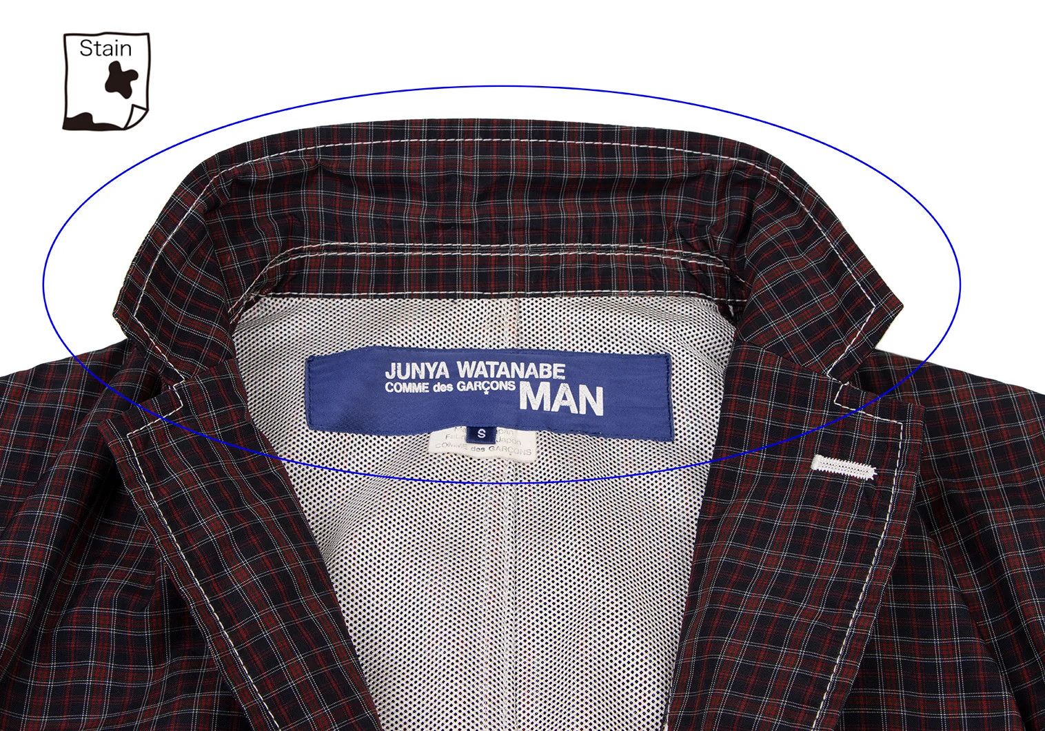 Junya Watanabe Mesh Lined Check Jacket in Navy and Red, Size S Size US S / EU 44-46 / 1 - 4 Thumbnail